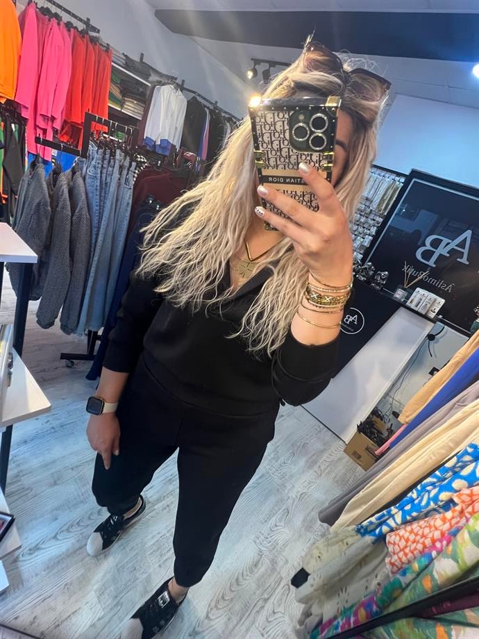 Siyah Dalgıç Kumaş Eşofman Takımı