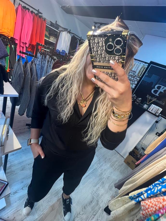 Siyah Dalgıç Kumaş Eşofman Takımı