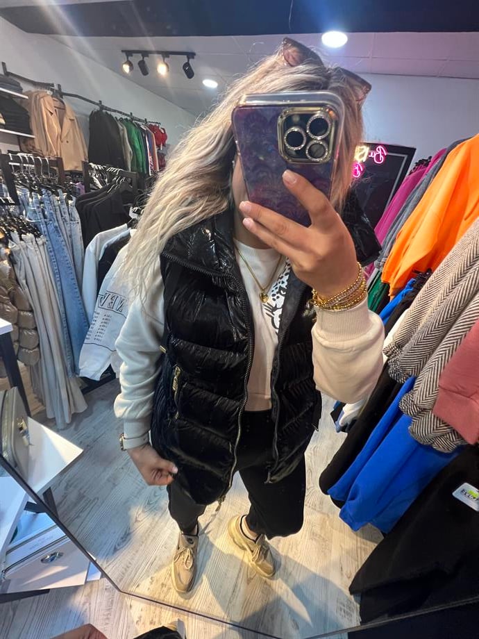 Siyah Parlak Puffer Yelek