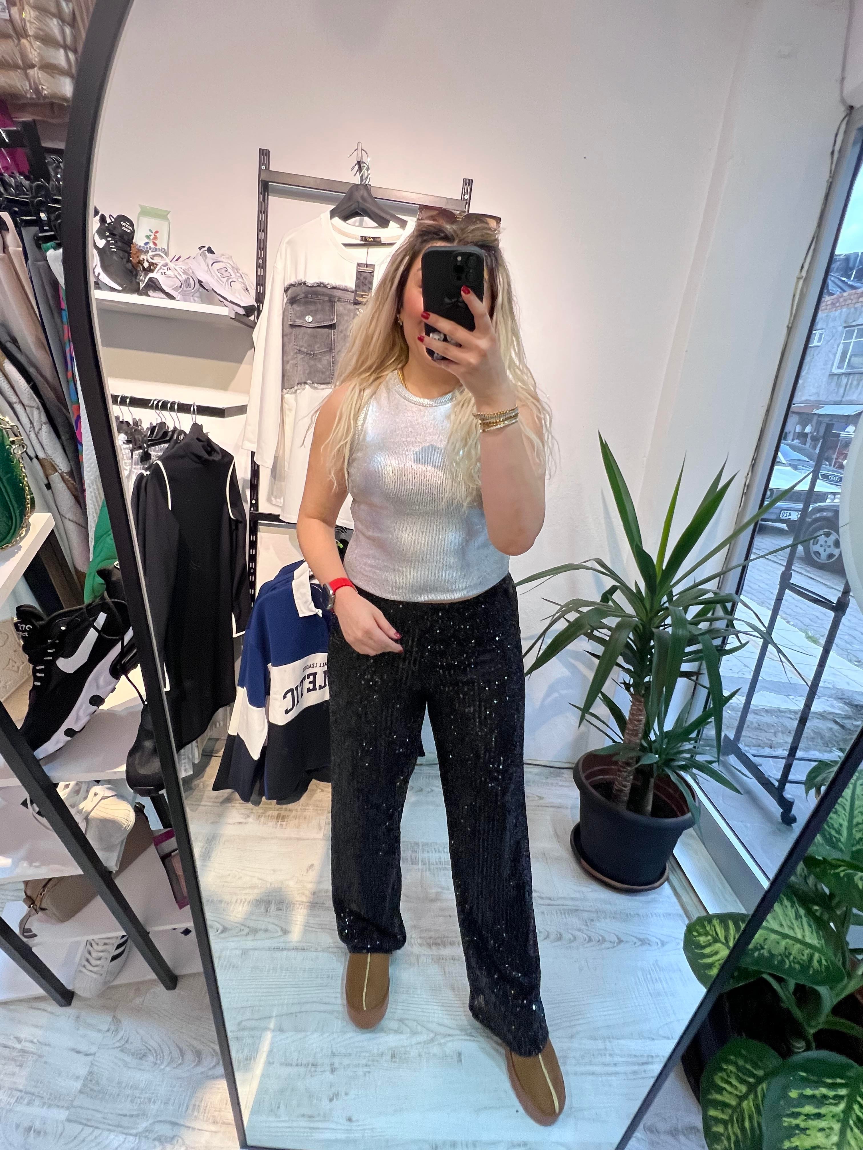 Siyah Payet Pantolon