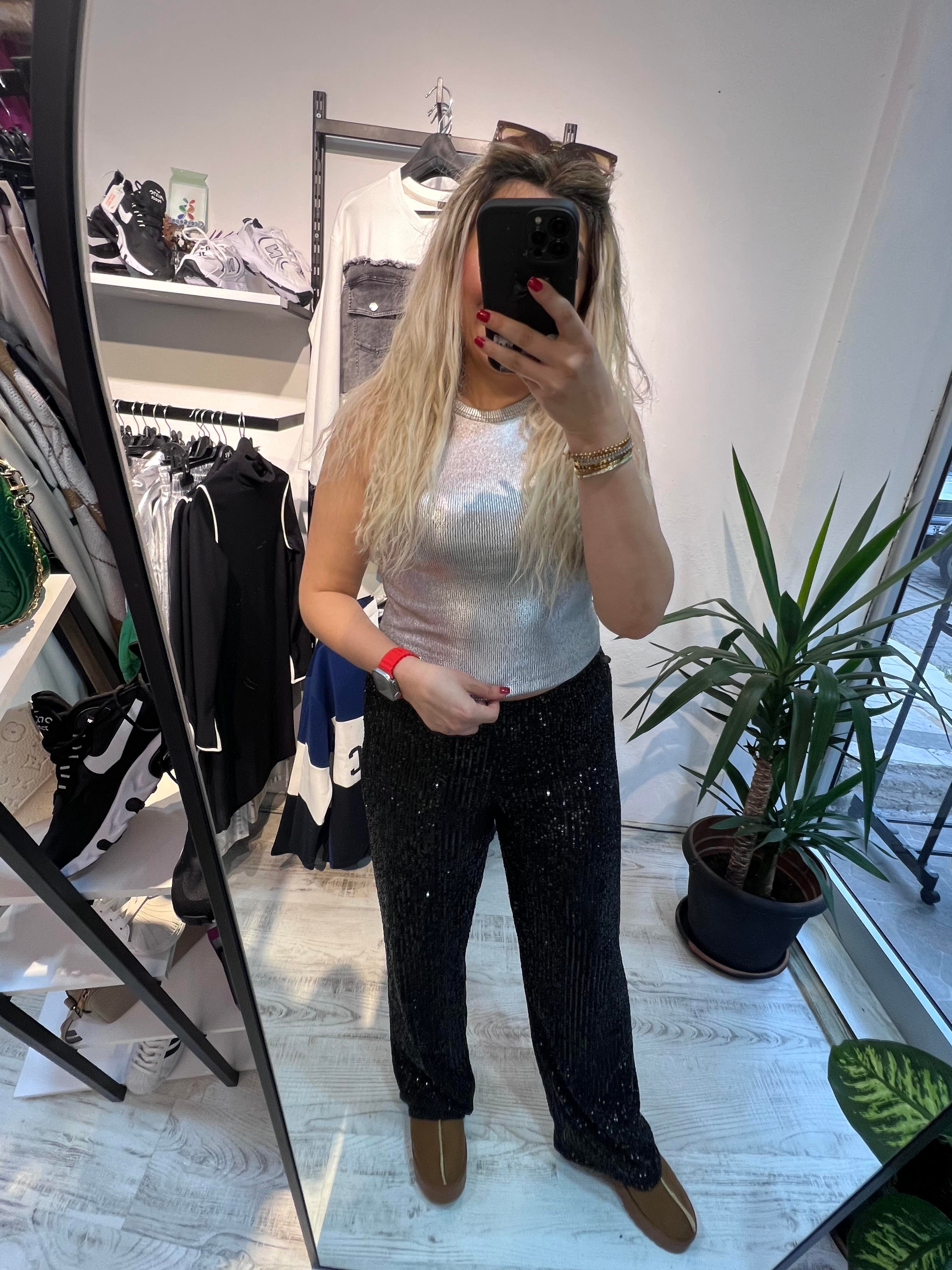 Siyah Payet Pantolon