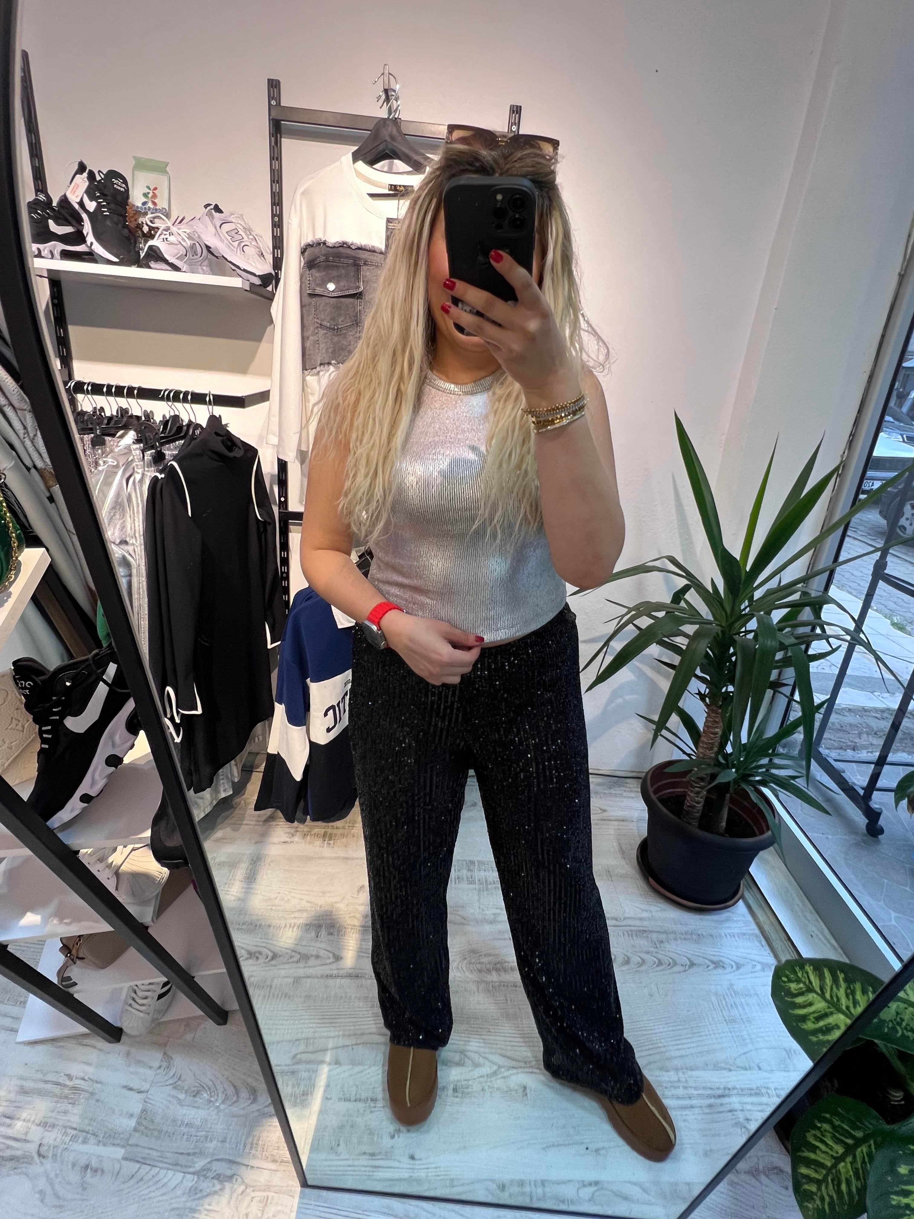 Siyah Payet Pantolon