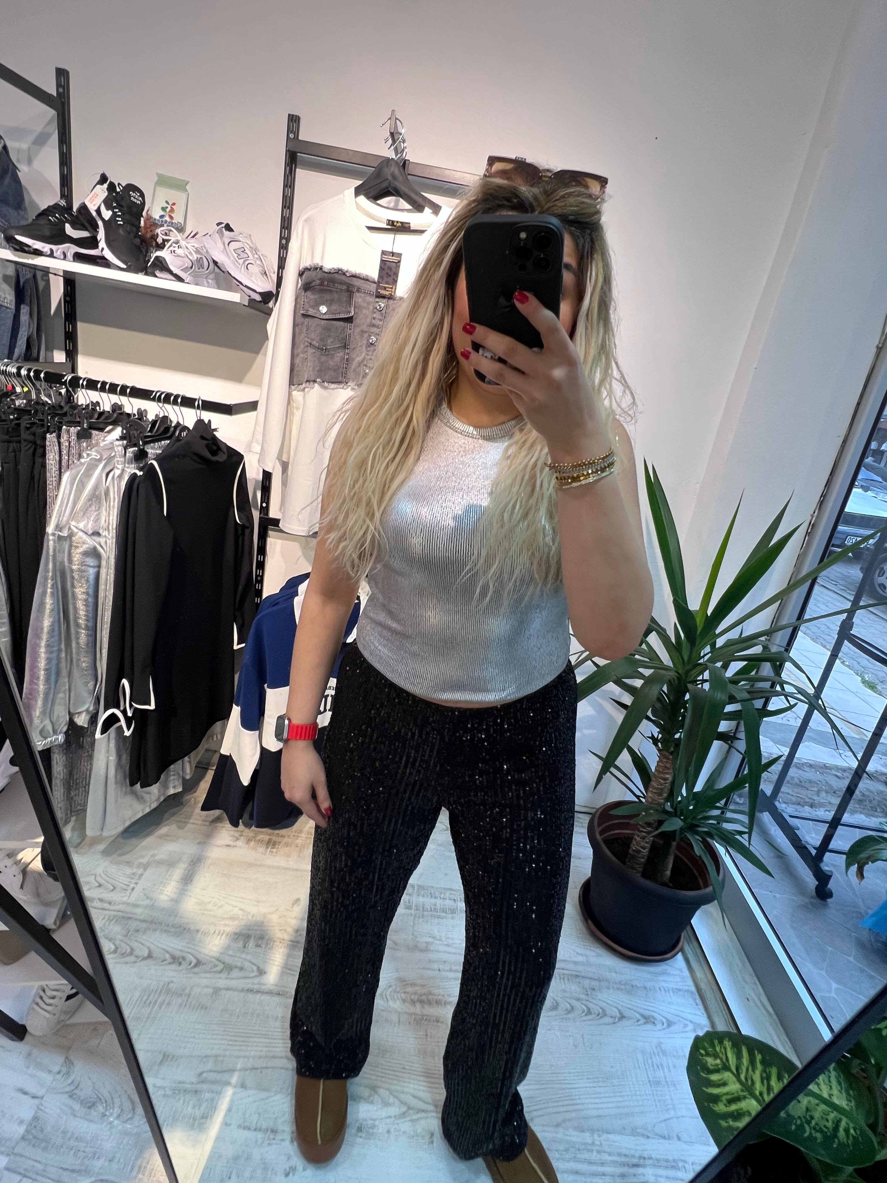 Siyah Payet Pantolon