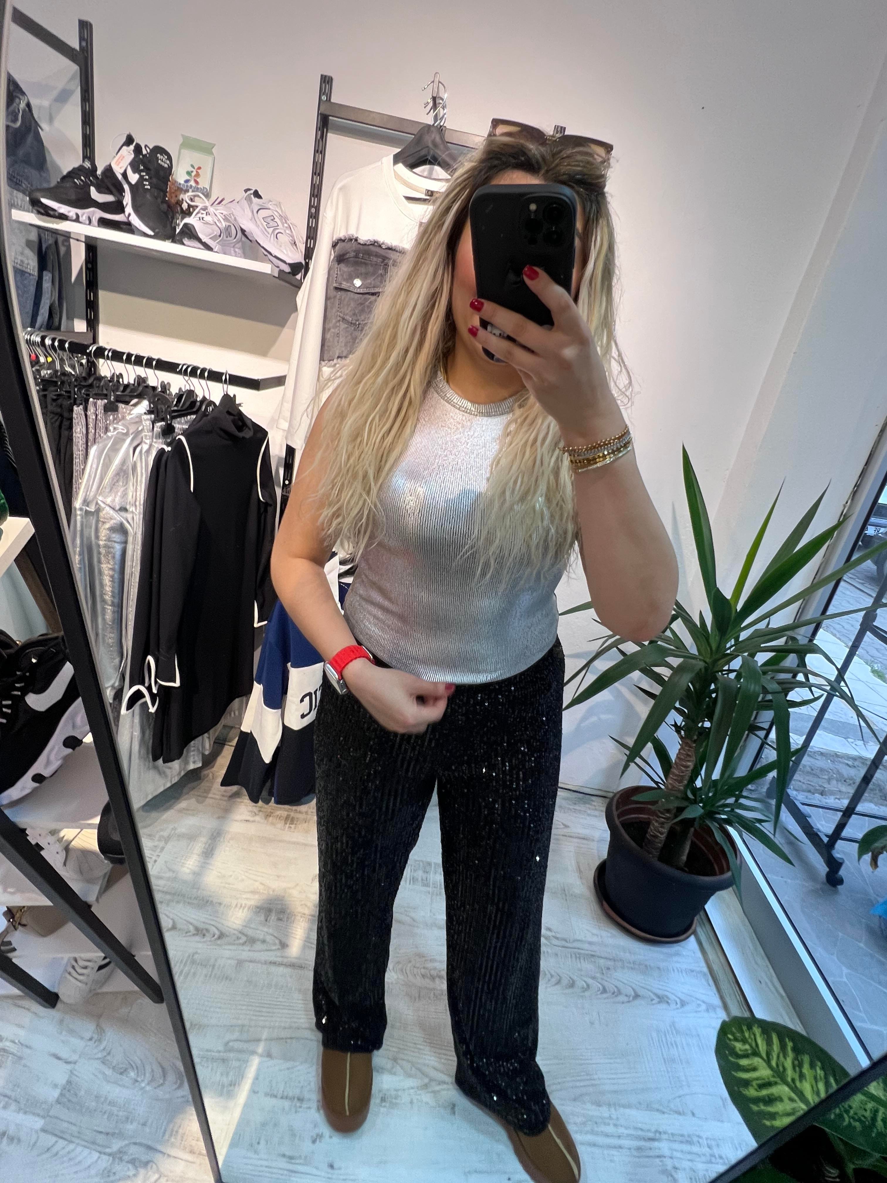 Siyah Payet Pantolon