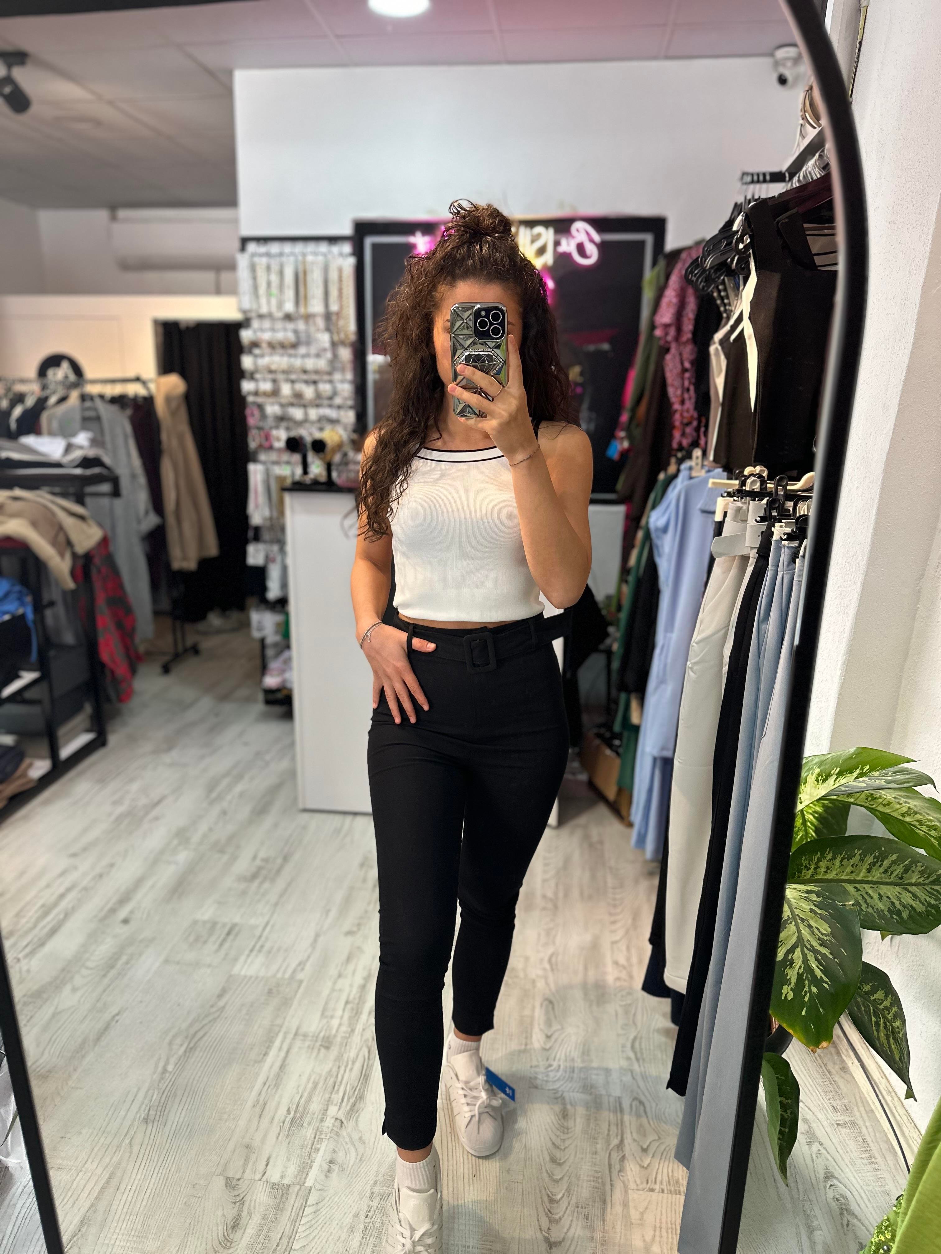 Skiny Kemerli Siyah Pantolon