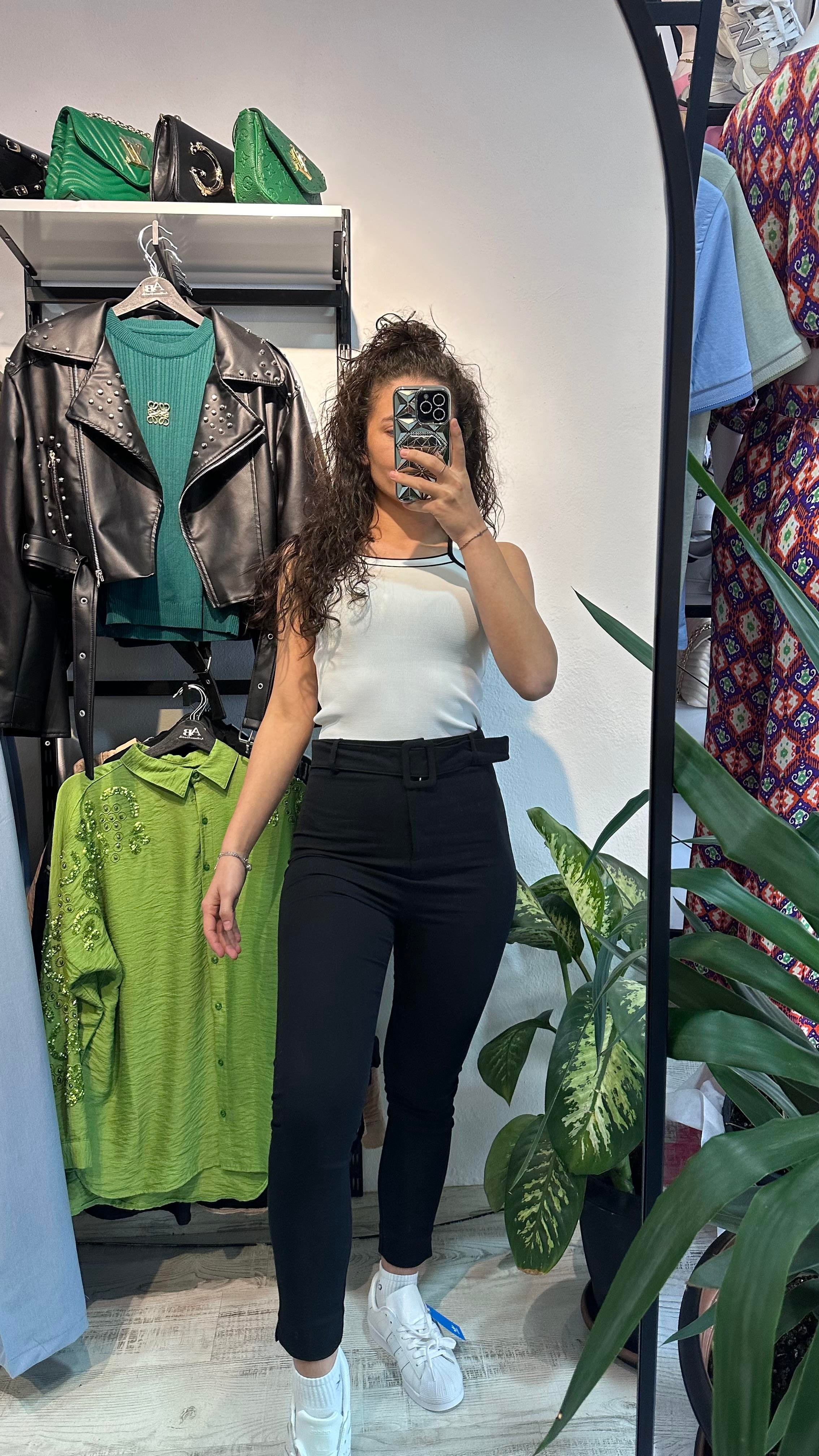 Skiny Kemerli Siyah Pantolon