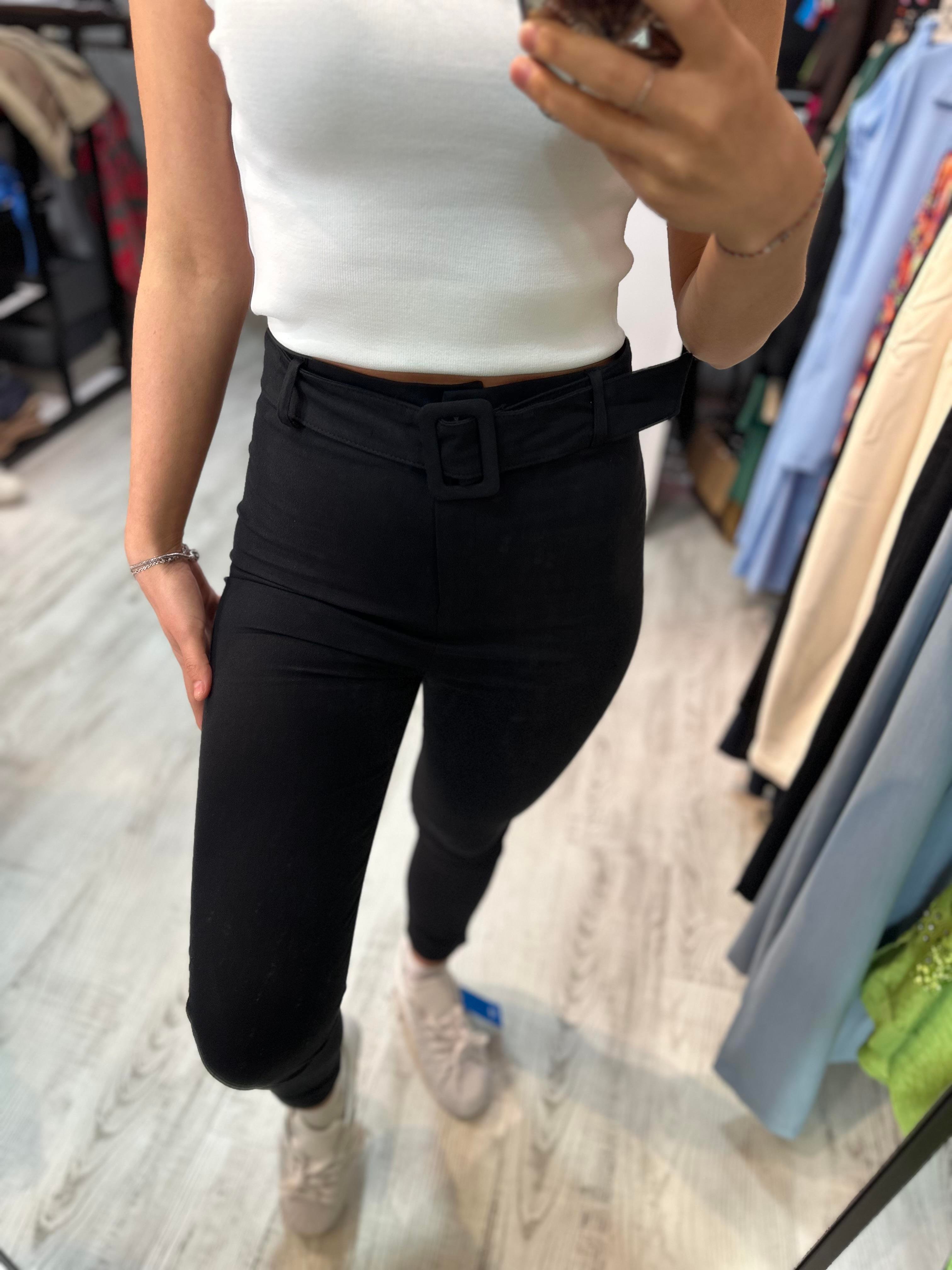 Skiny Kemerli Siyah Pantolon