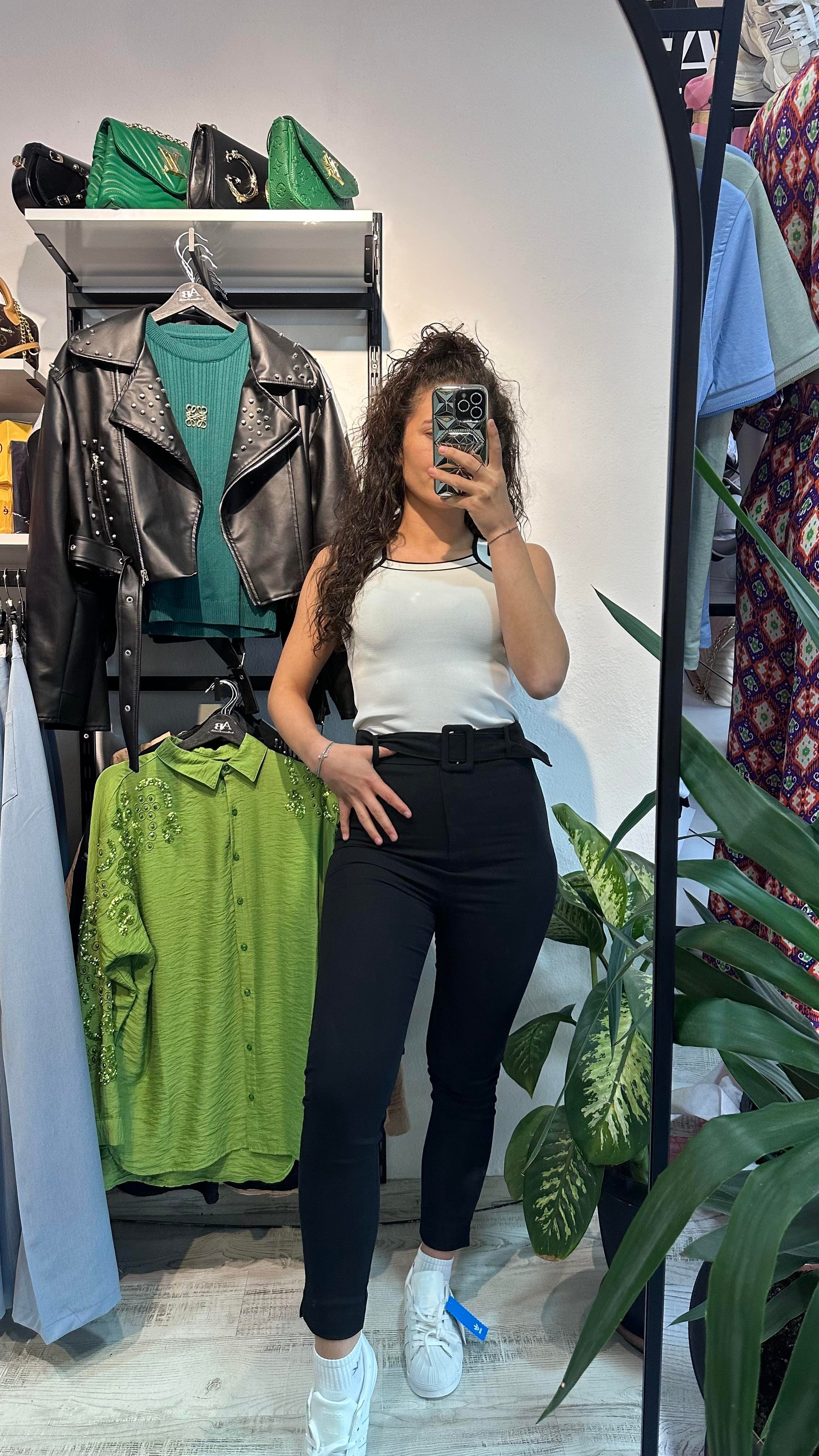 Skiny Kemerli Siyah Pantolon