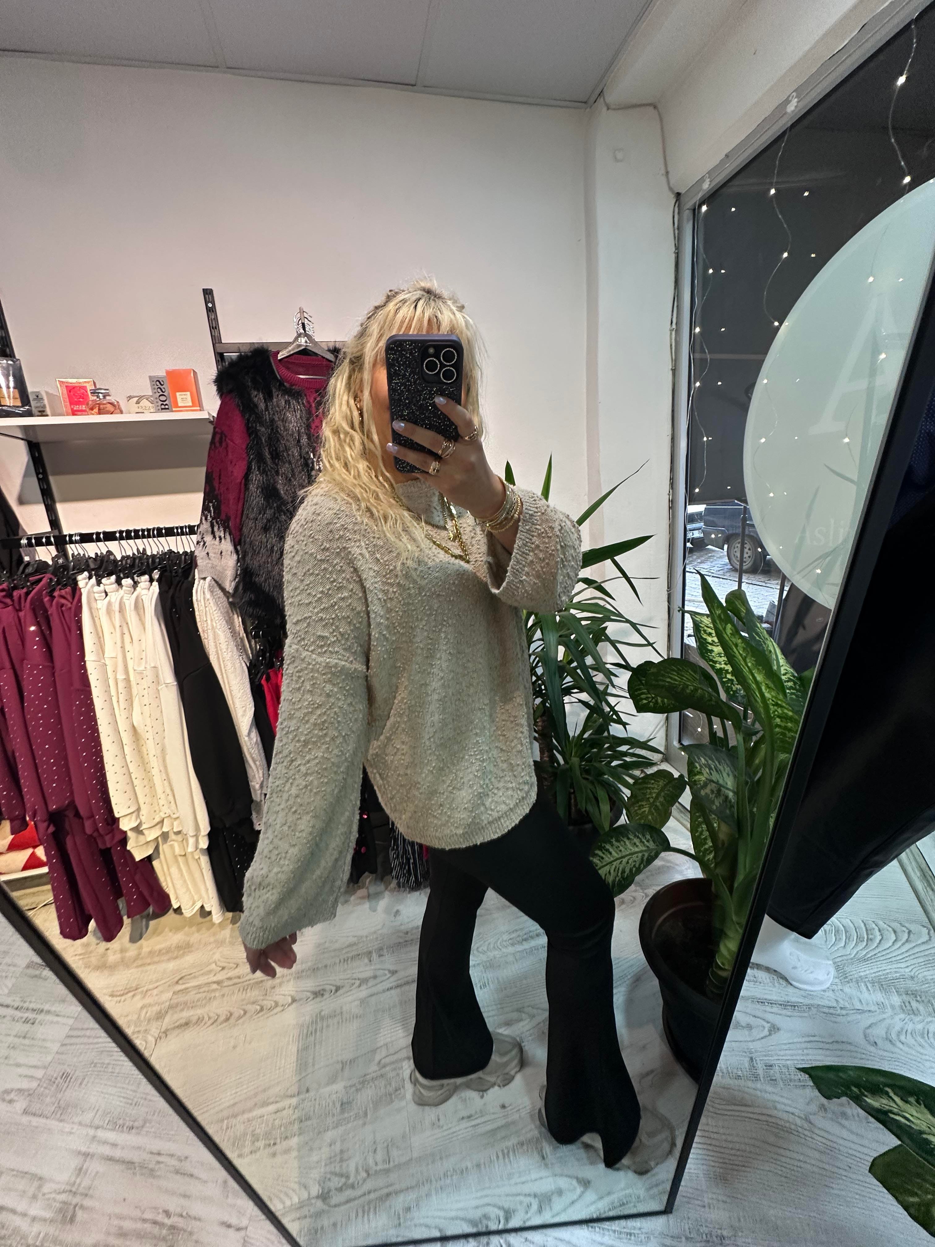 Taş Buklet Triko Pinterest Model Geniş Kol Kazak