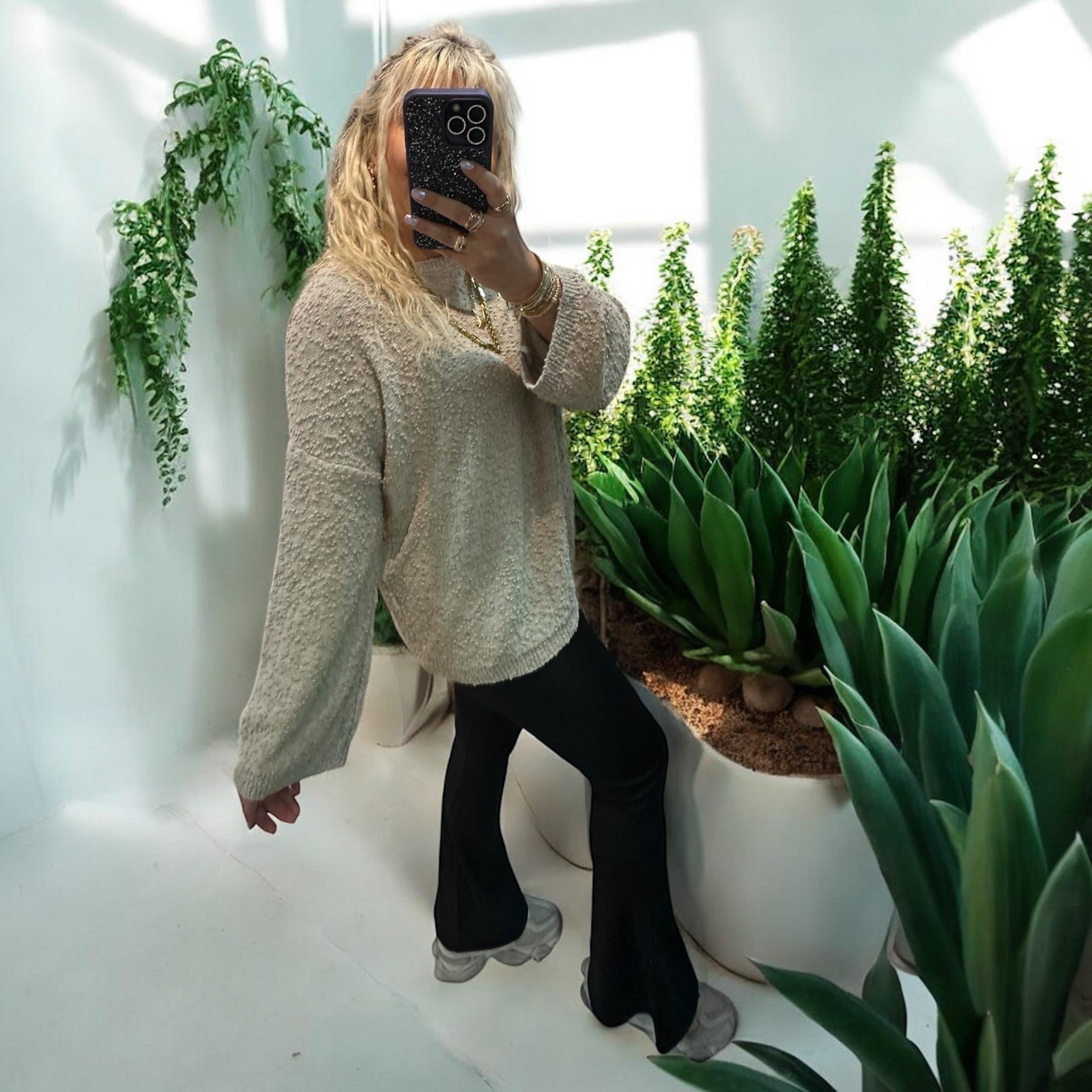 Taş Buklet Triko Pinterest Model Geniş Kol Kazak