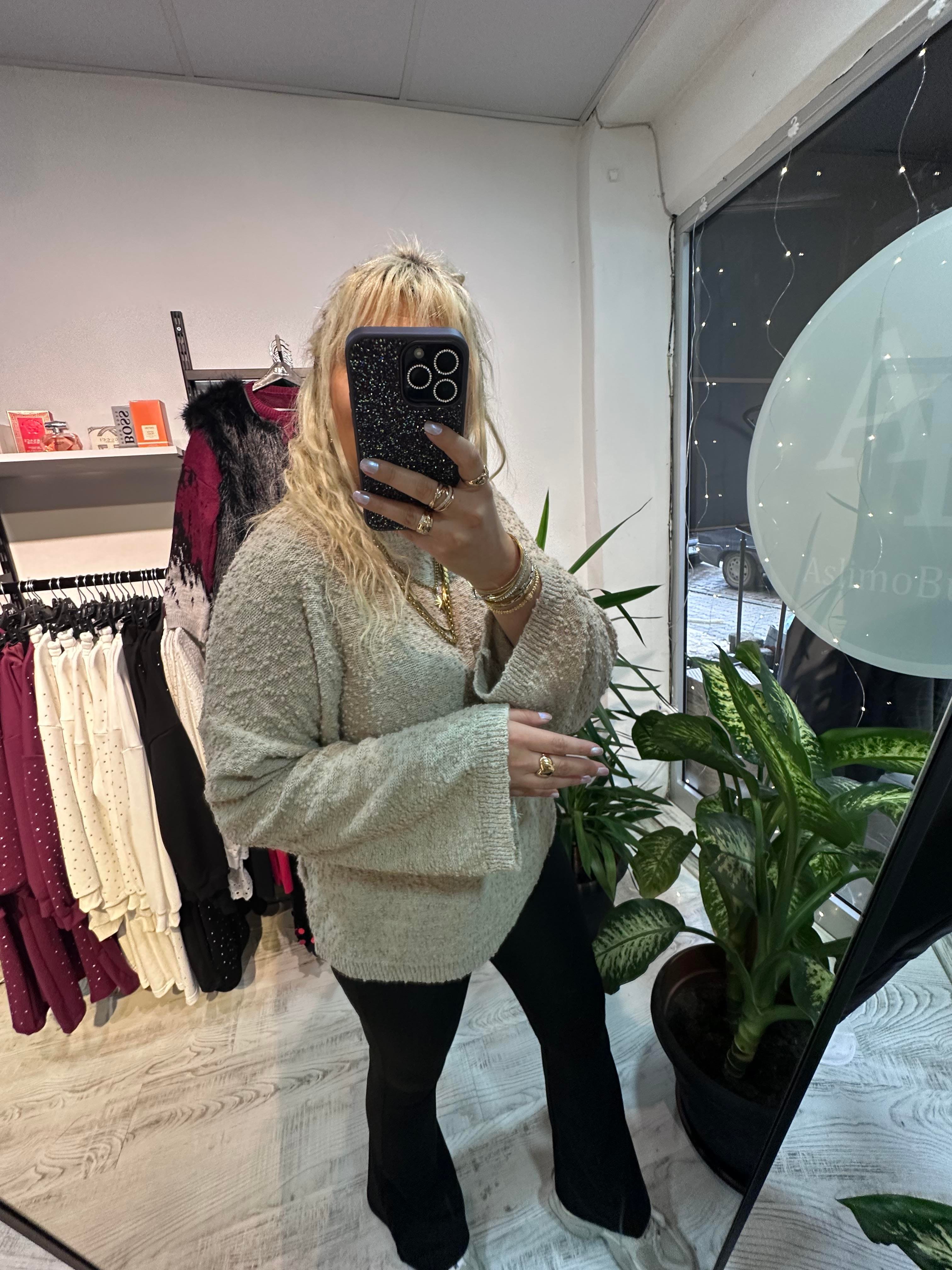 Taş Buklet Triko Pinterest Model Geniş Kol Kazak