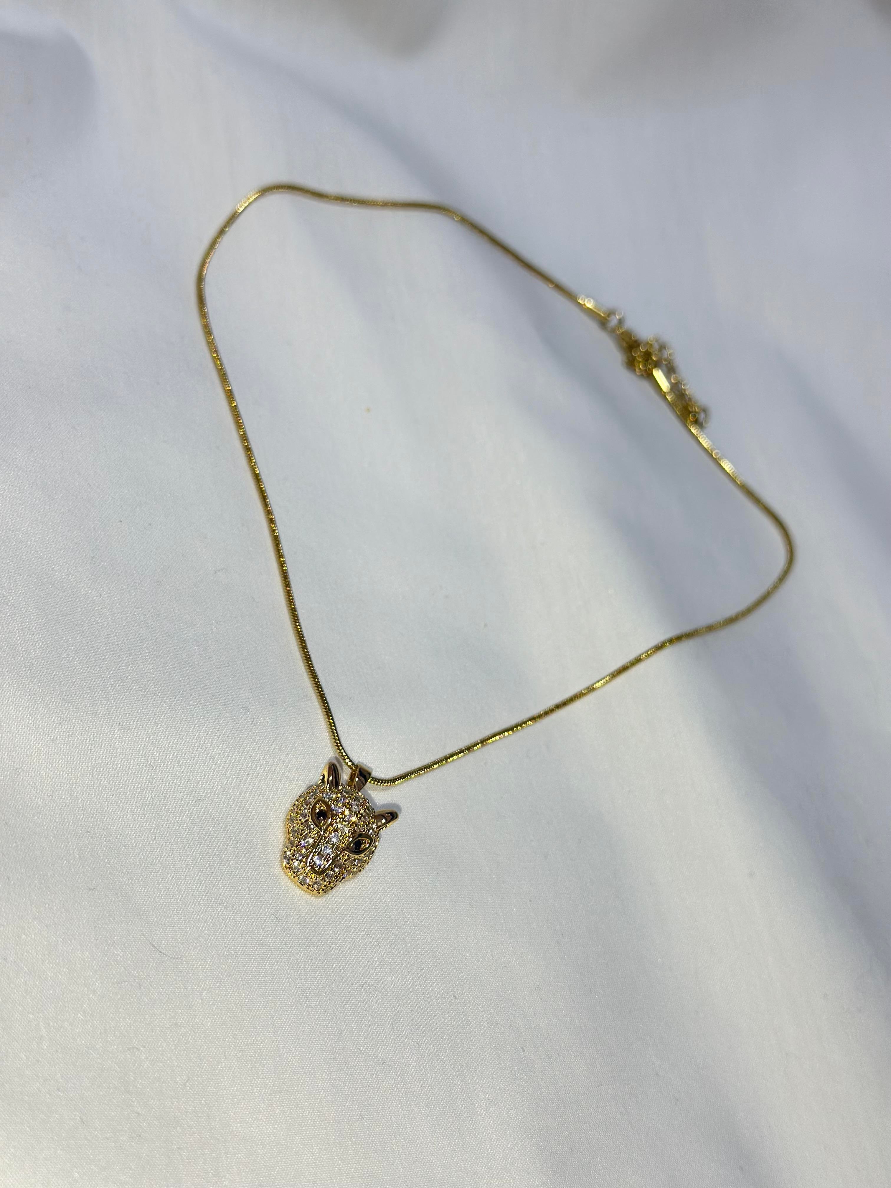 Taşlı Gold Çelik Kolye