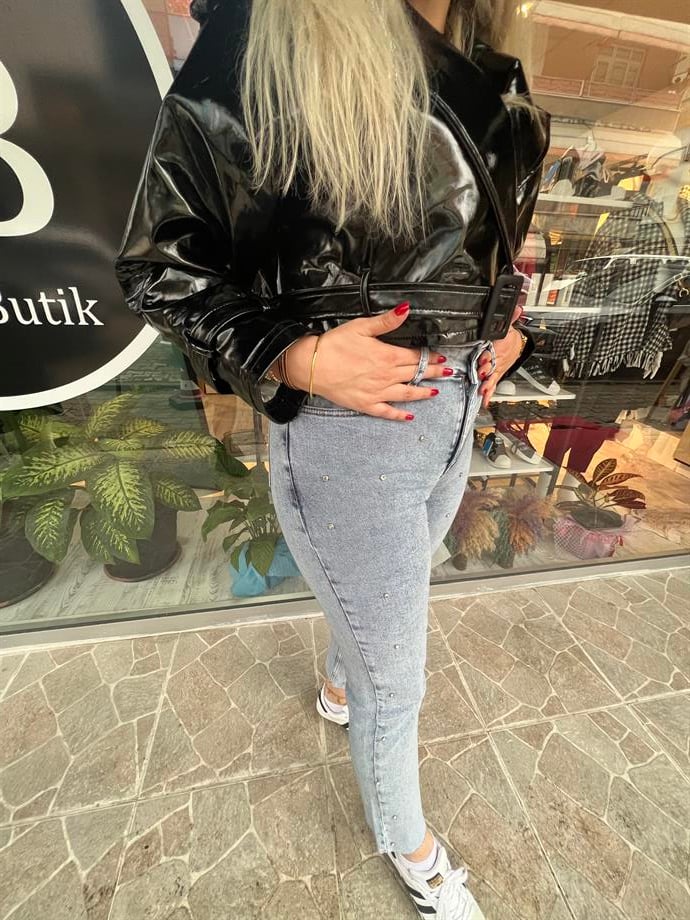 Taşlı Mom Jean
