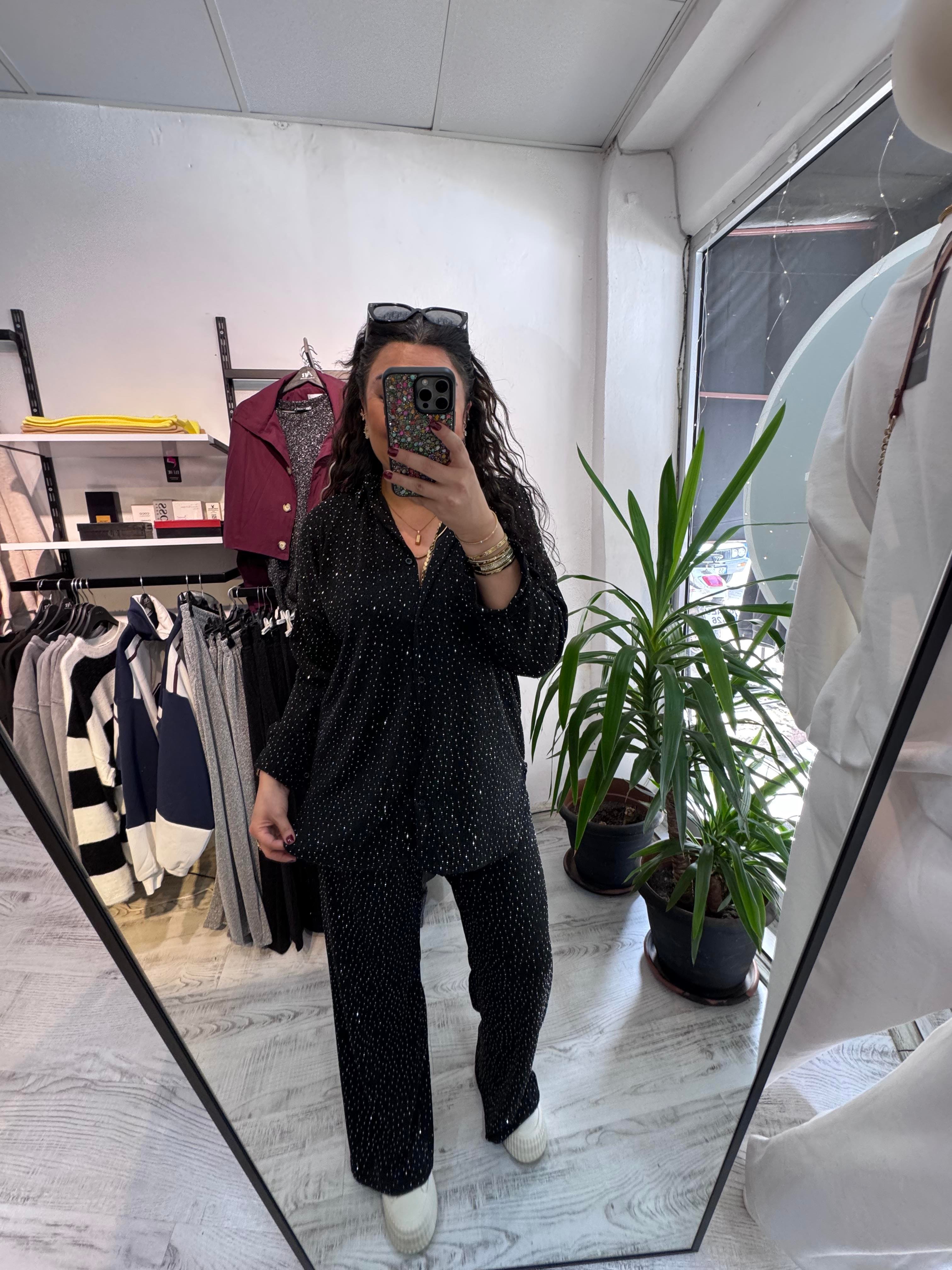 Taşlı Siyah Takım