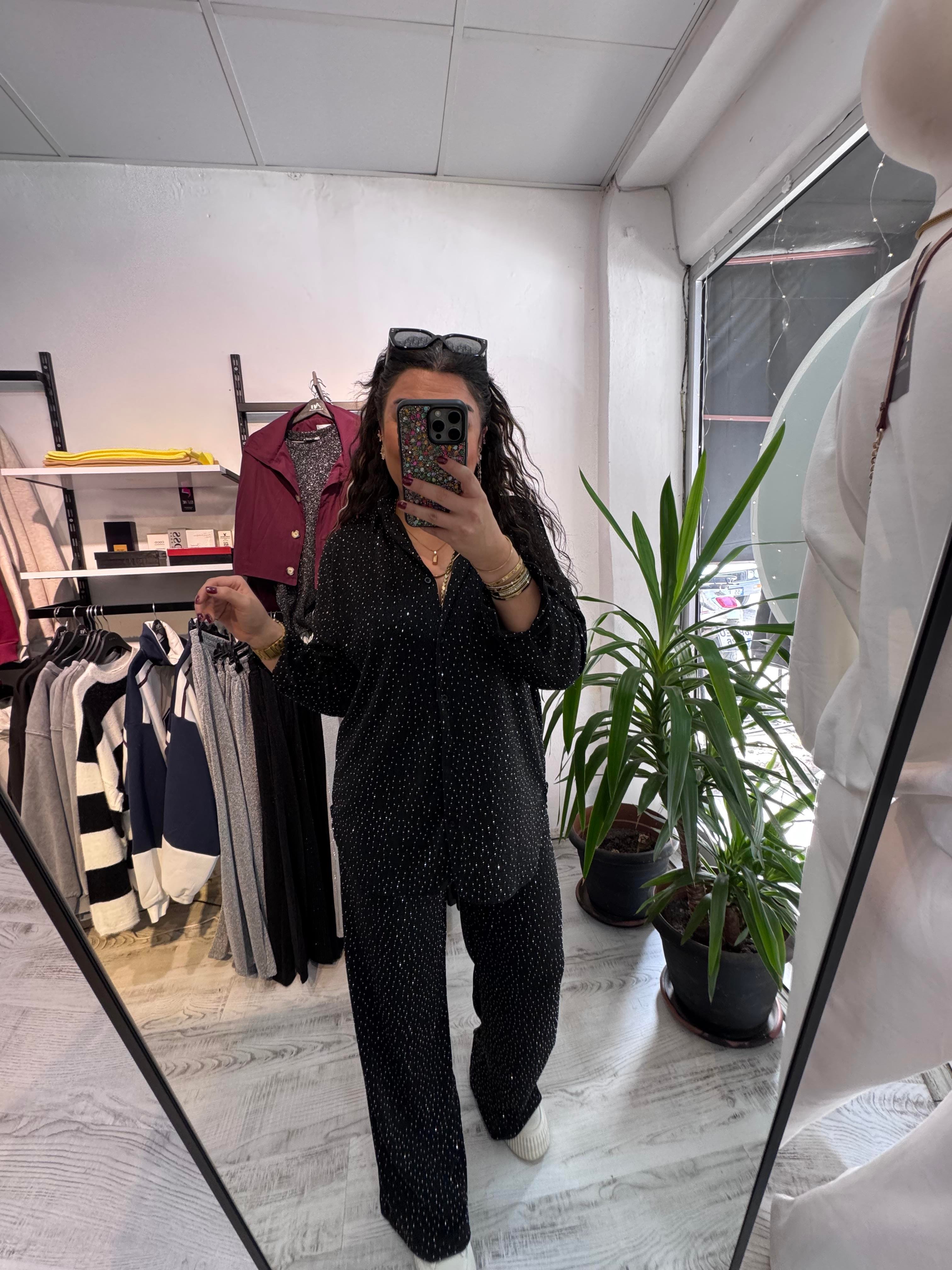 Taşlı Siyah Takım