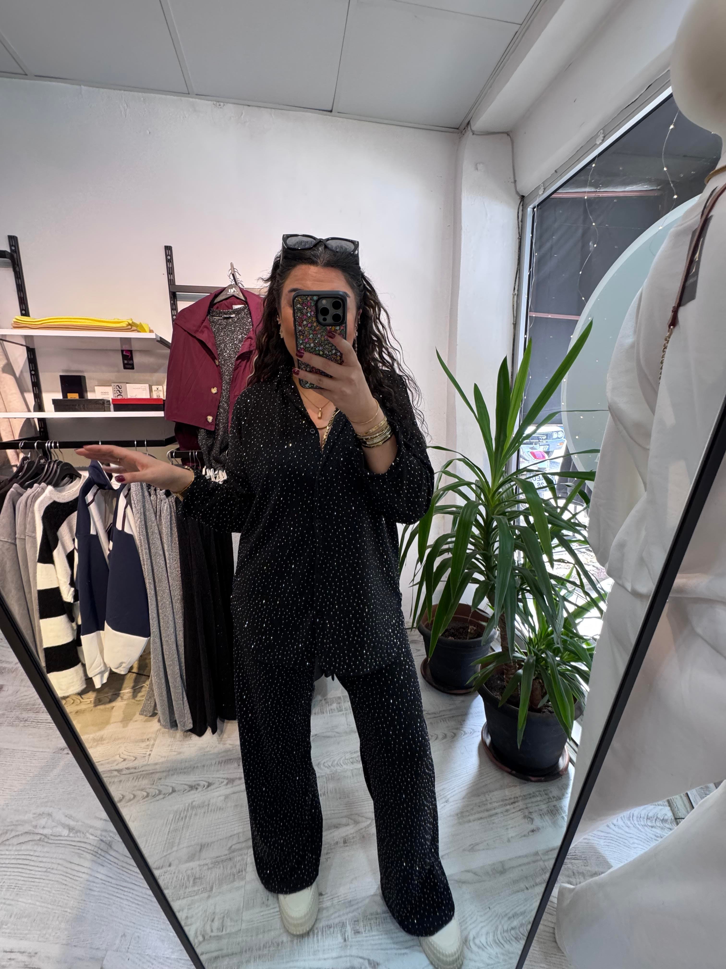 Taşlı Siyah Takım