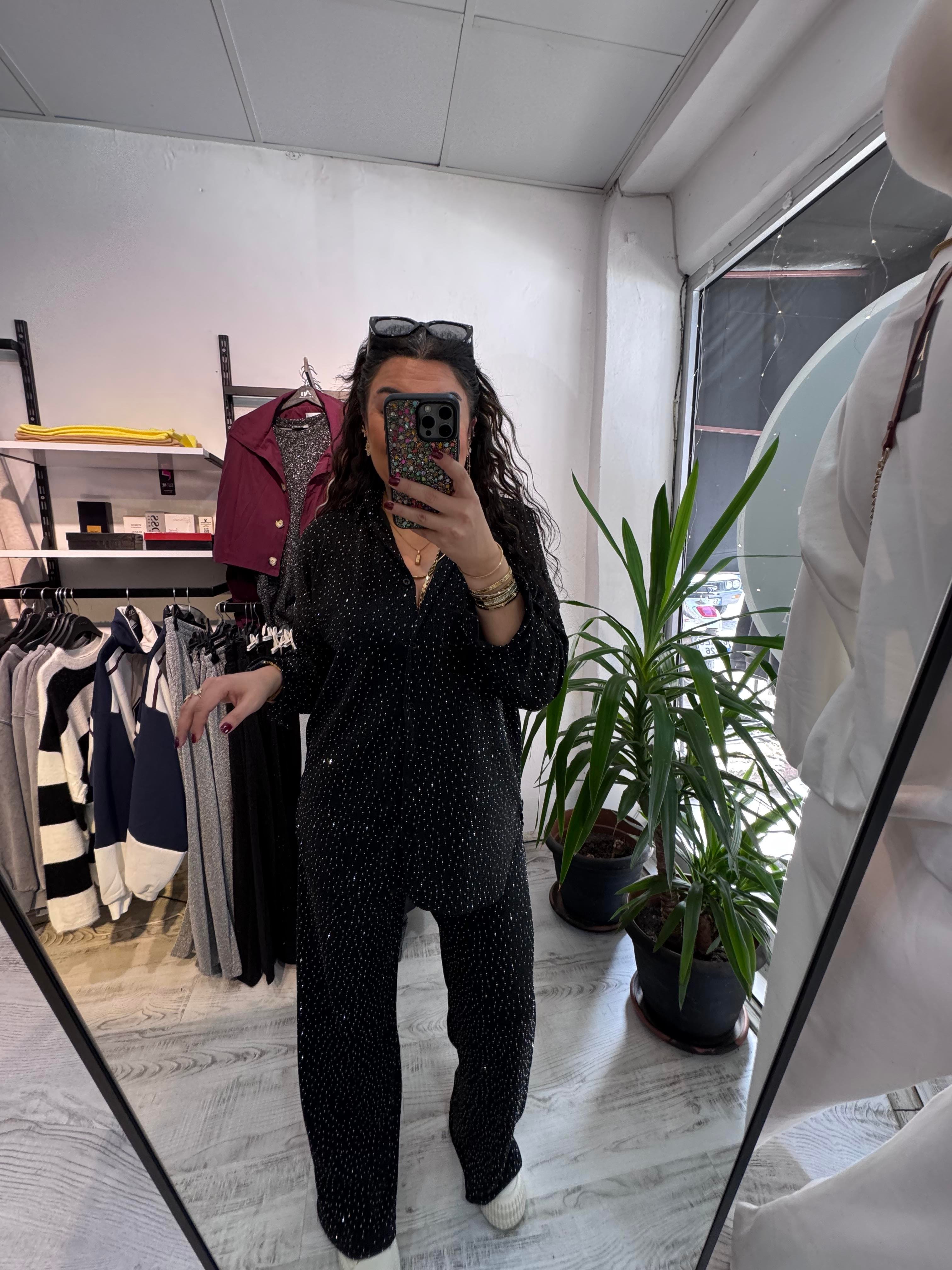 Taşlı Siyah Takım