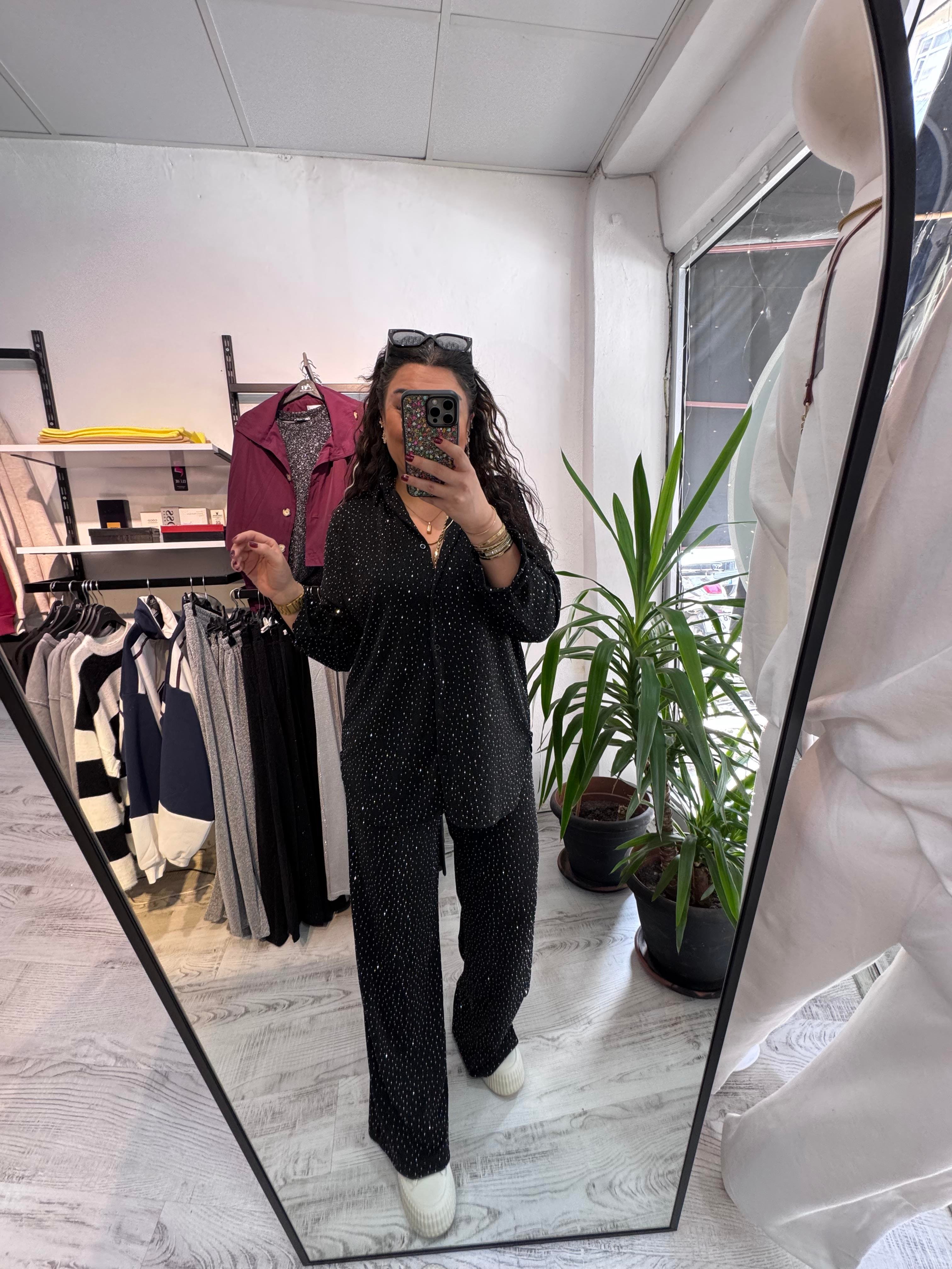 Taşlı Siyah Takım