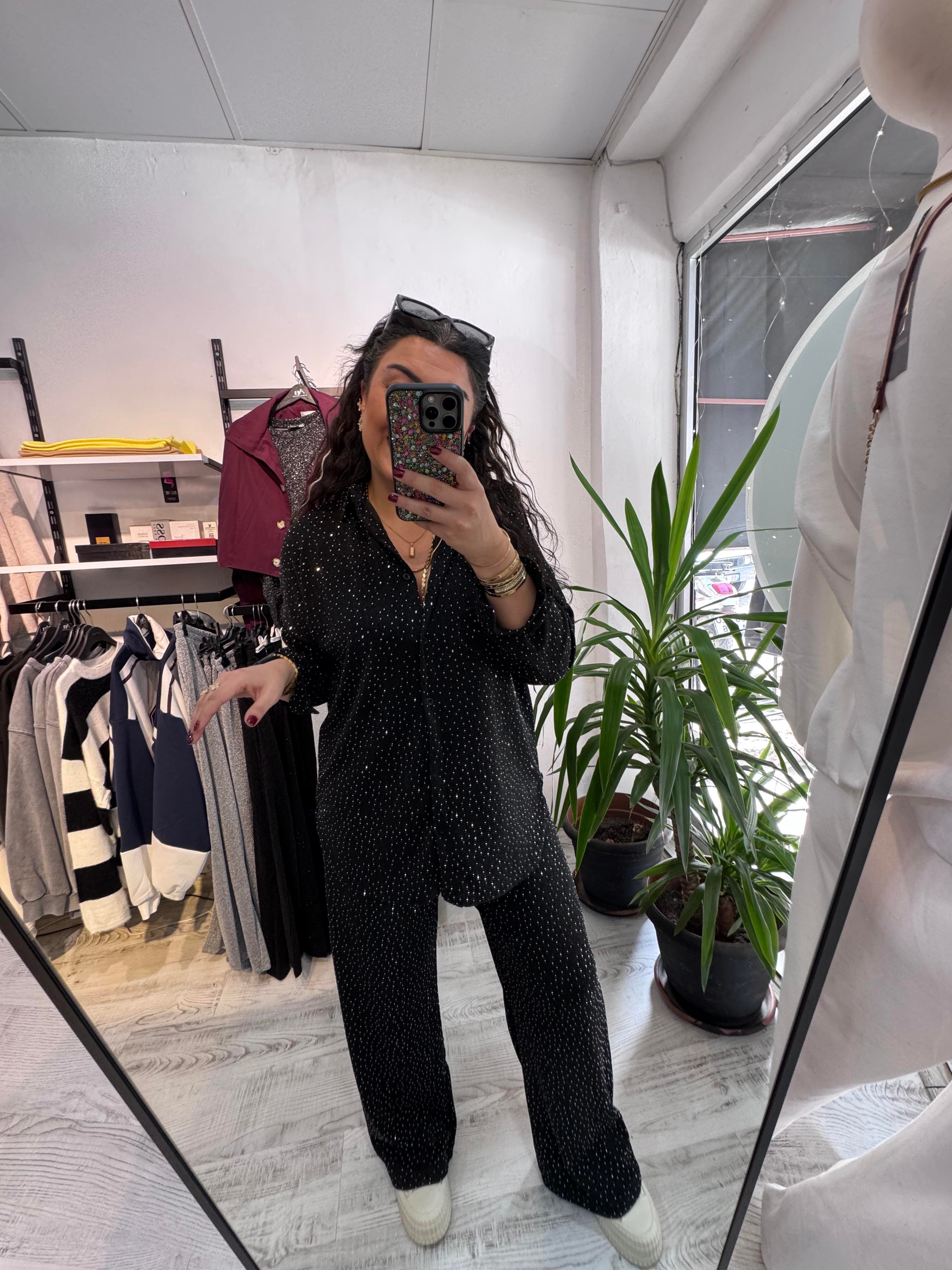 Taşlı Siyah Takım