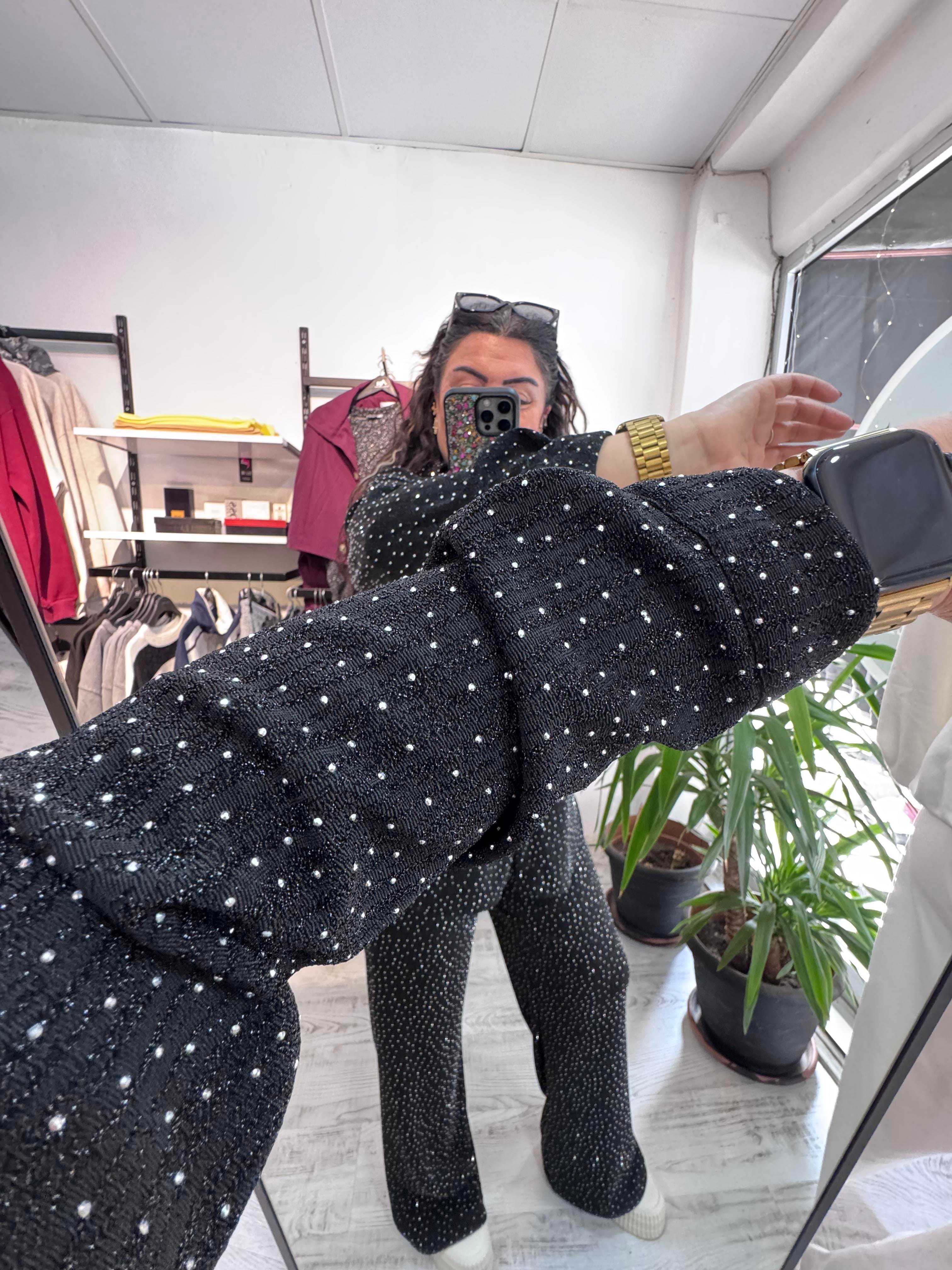 Taşlı Siyah Takım