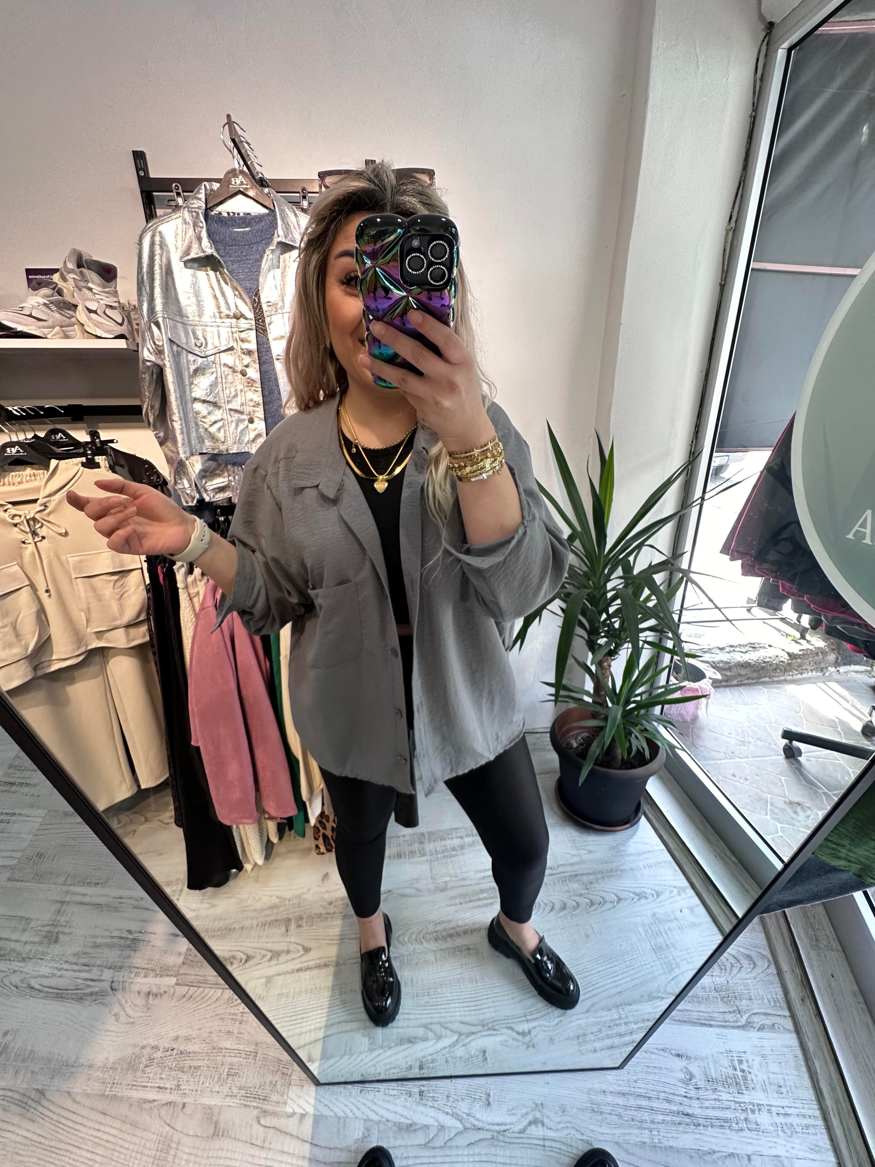 Tensel Kumaş Antrasit Gömlek