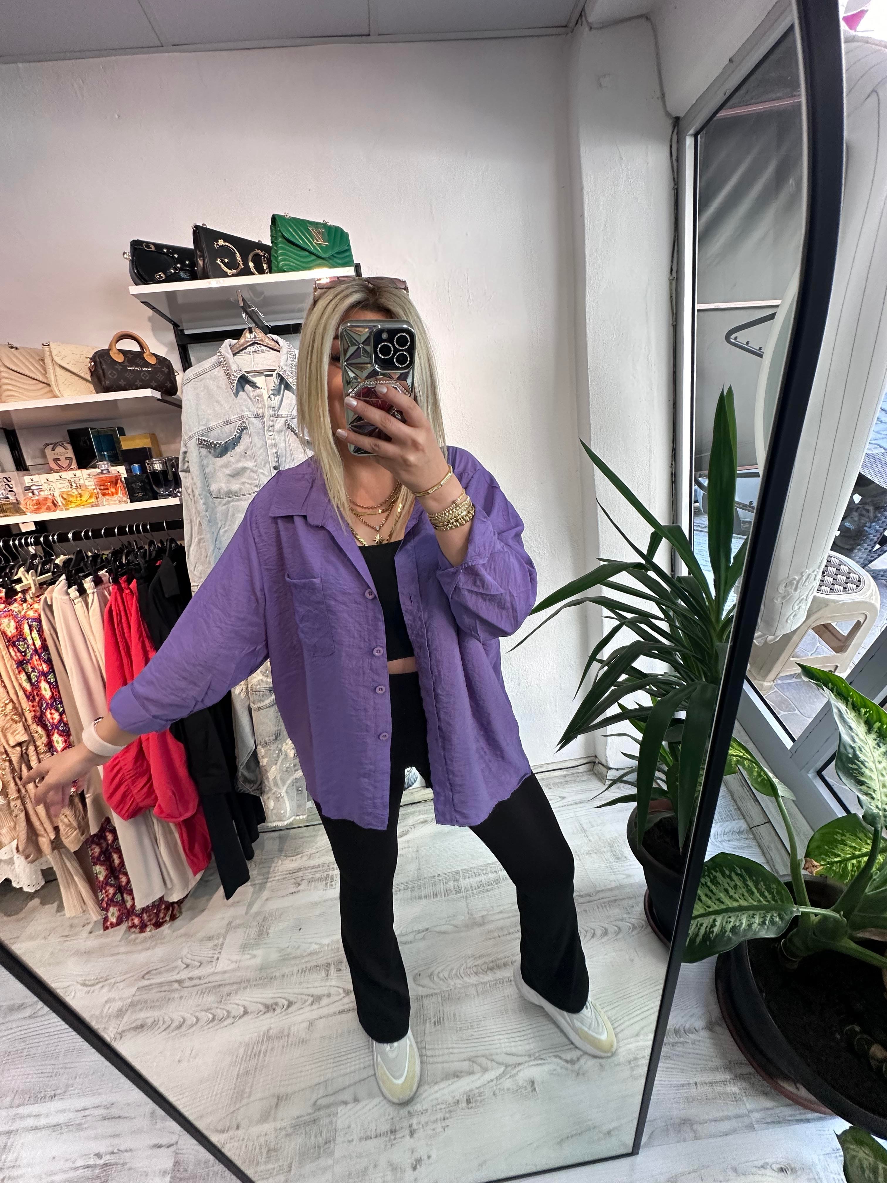 Tensel Kumaş Mor Gömlek