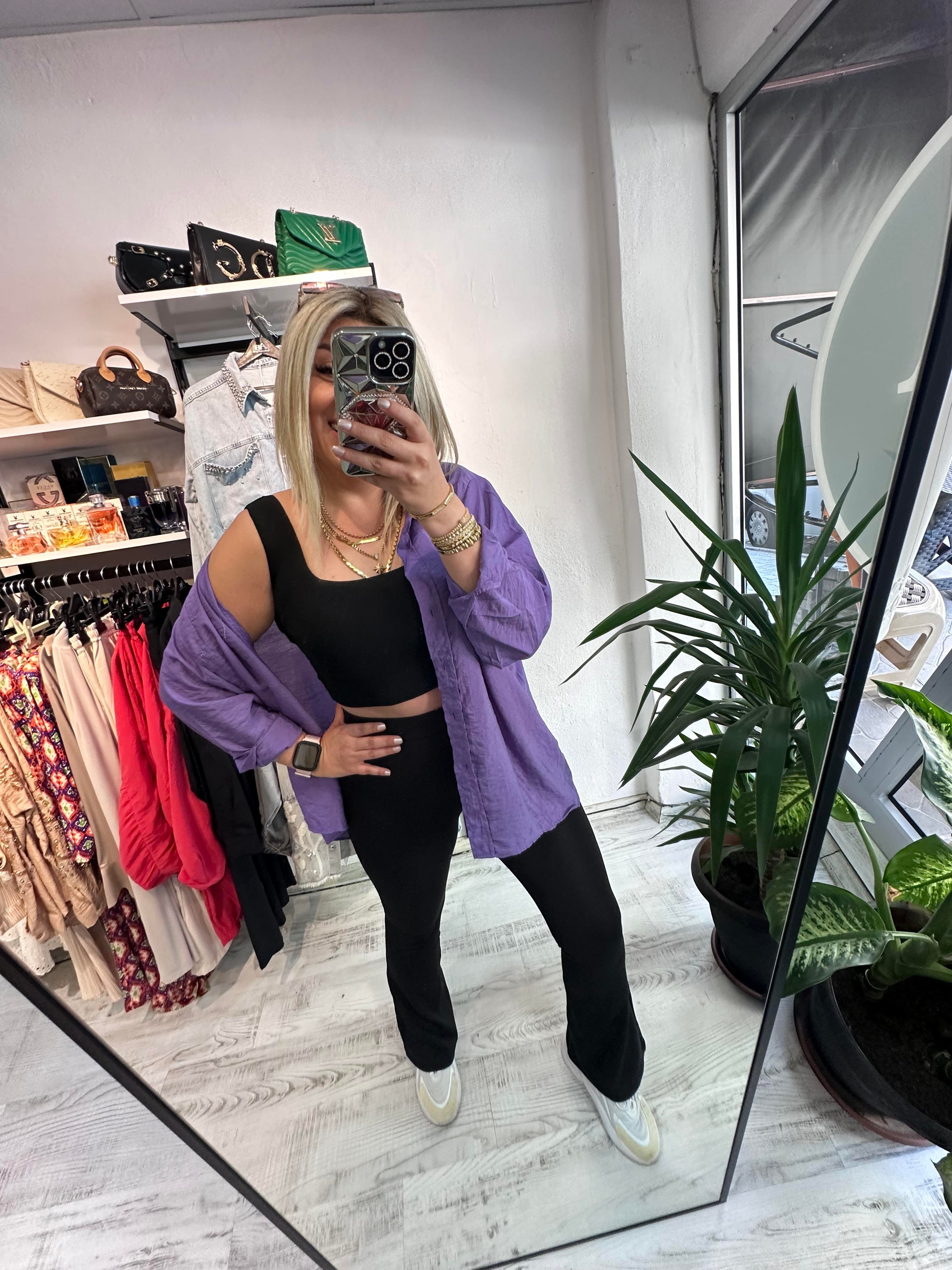 Tensel Kumaş Mor Gömlek