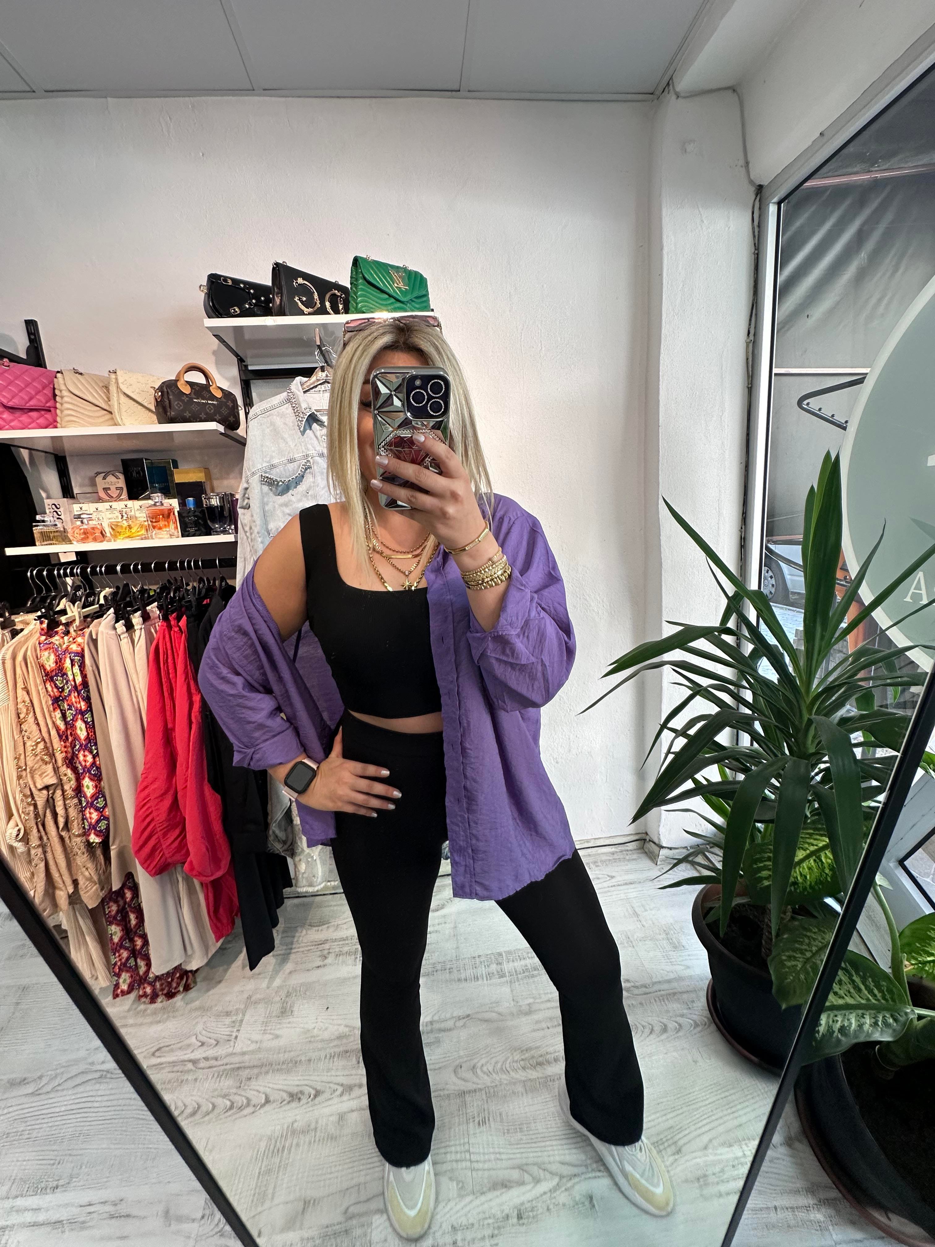 Tensel Kumaş Mor Gömlek