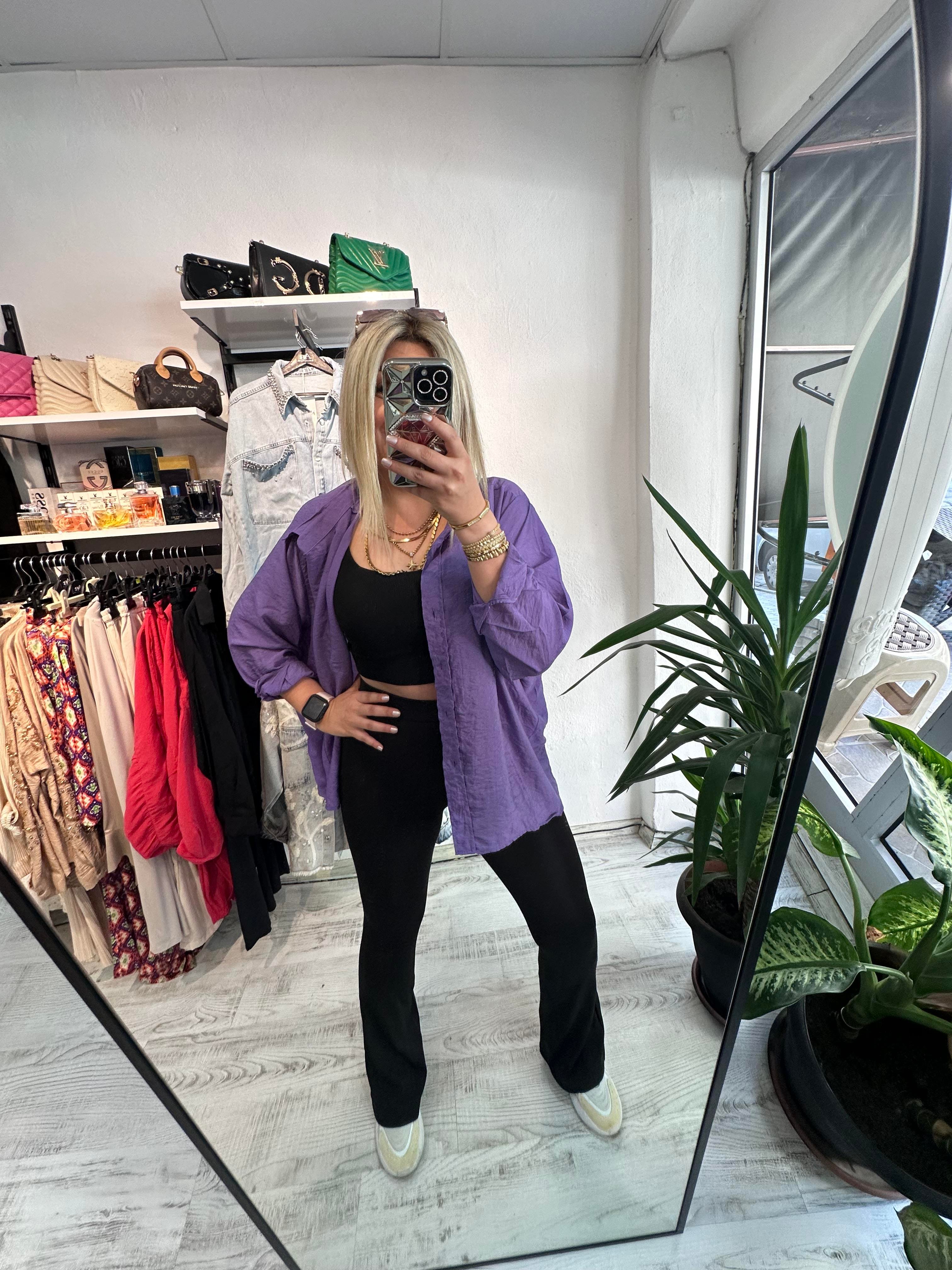 Tensel Kumaş Mor Gömlek