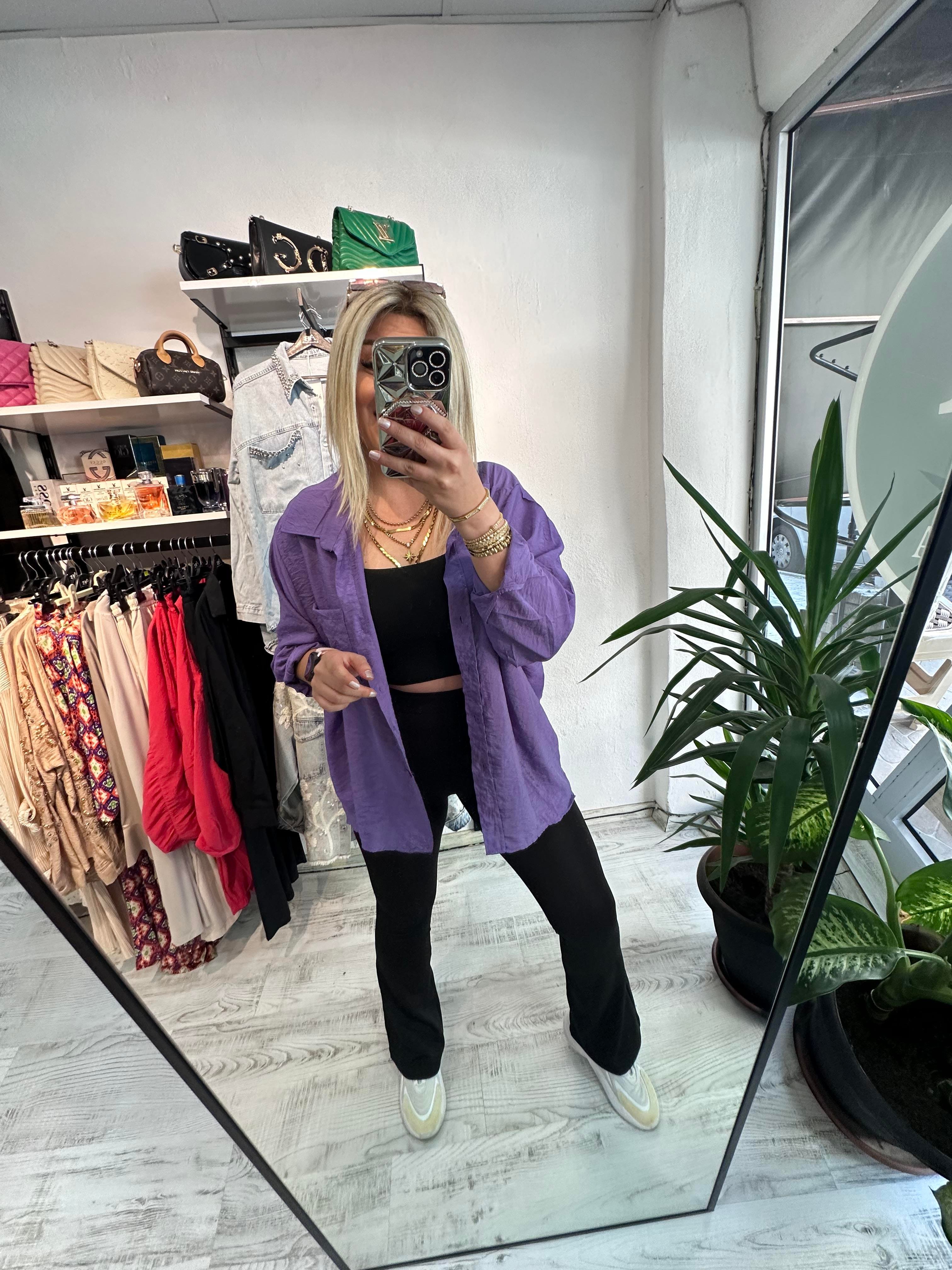 Tensel Kumaş Mor Gömlek