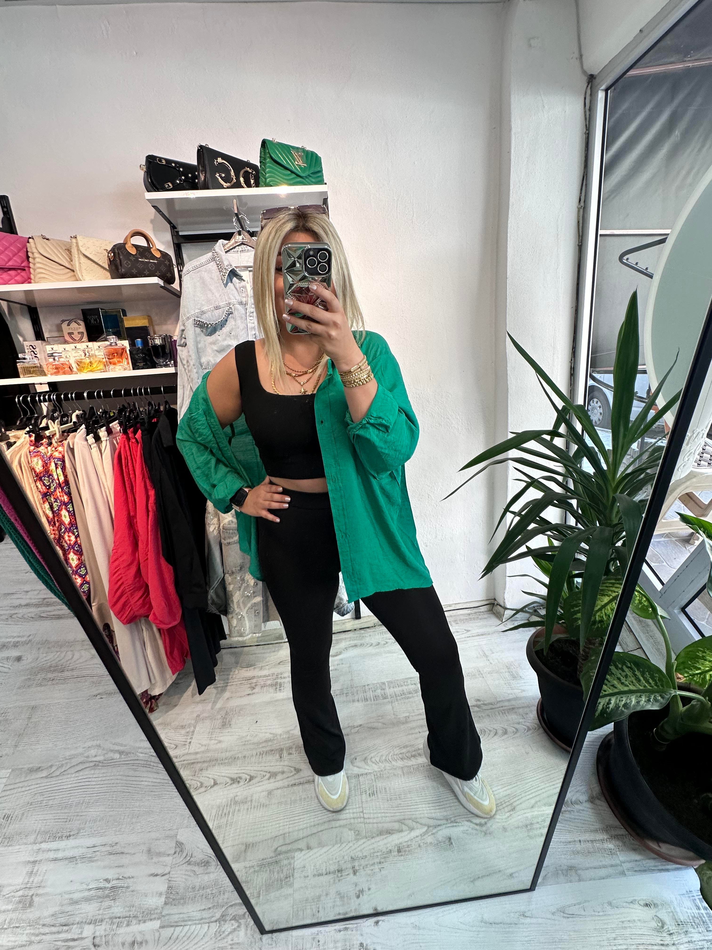 Tensel Kumaş Yeşil Gömlek