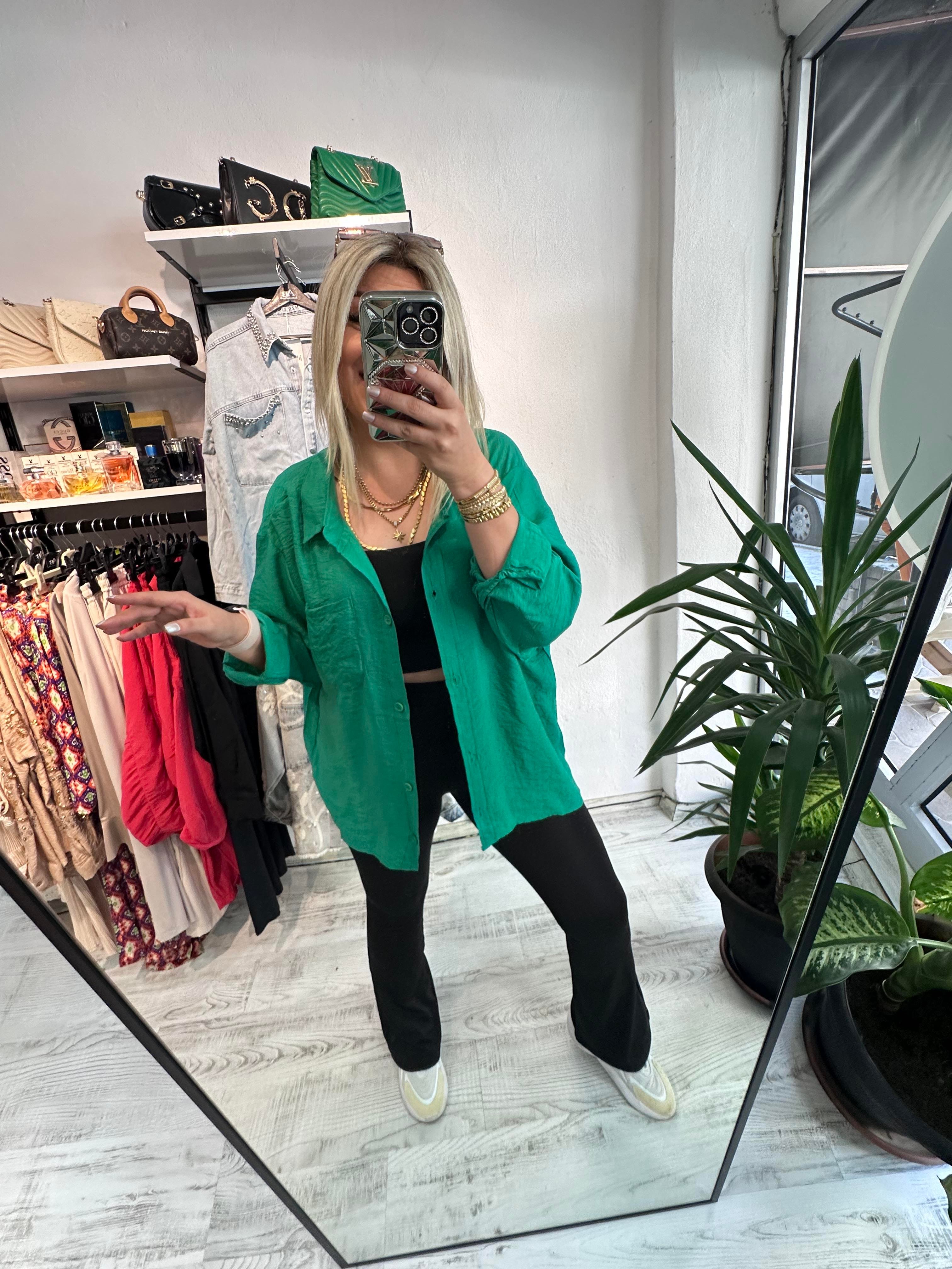 Tensel Kumaş Yeşil Gömlek