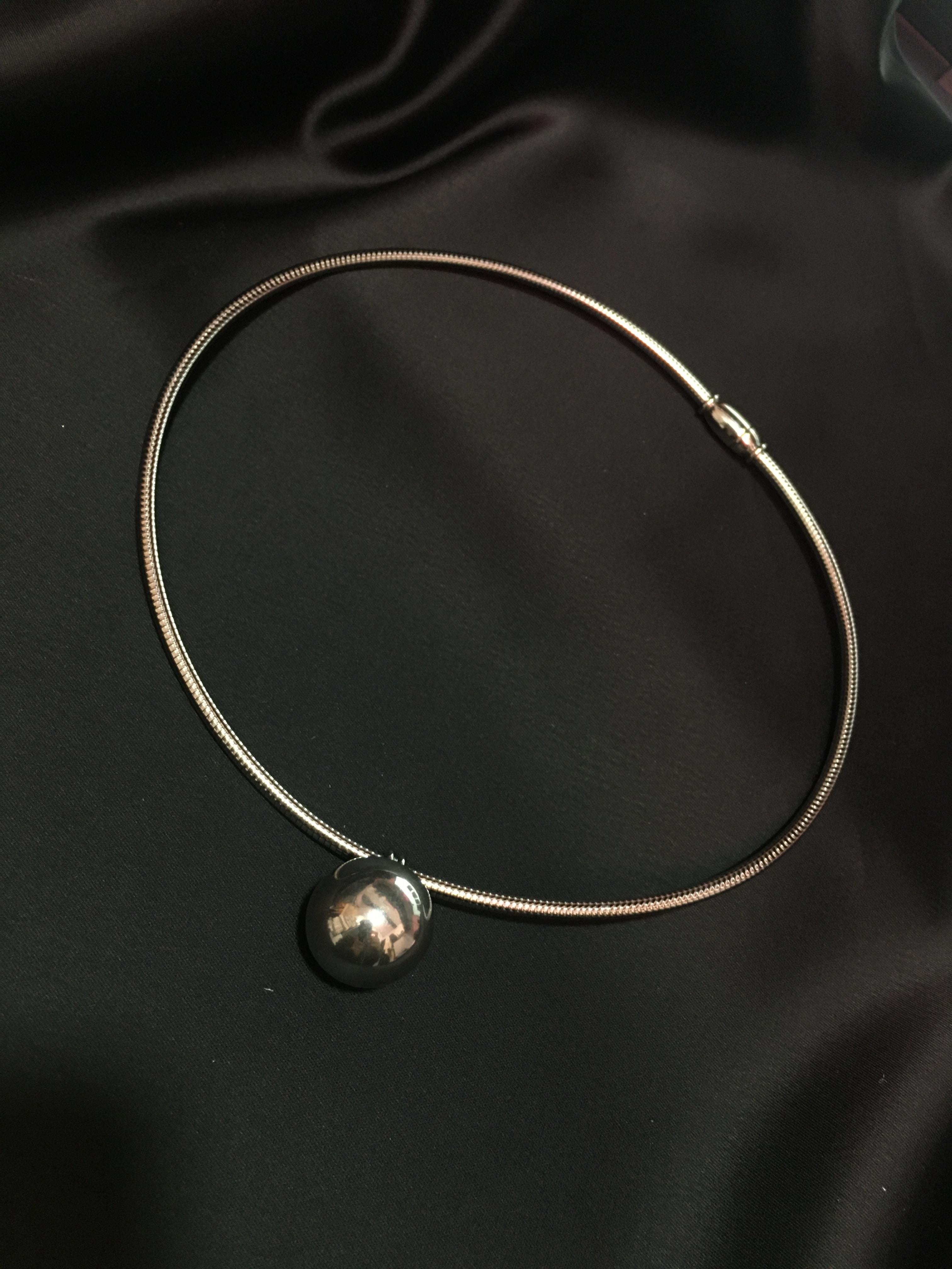 Top Gümüş Çelik Kolye