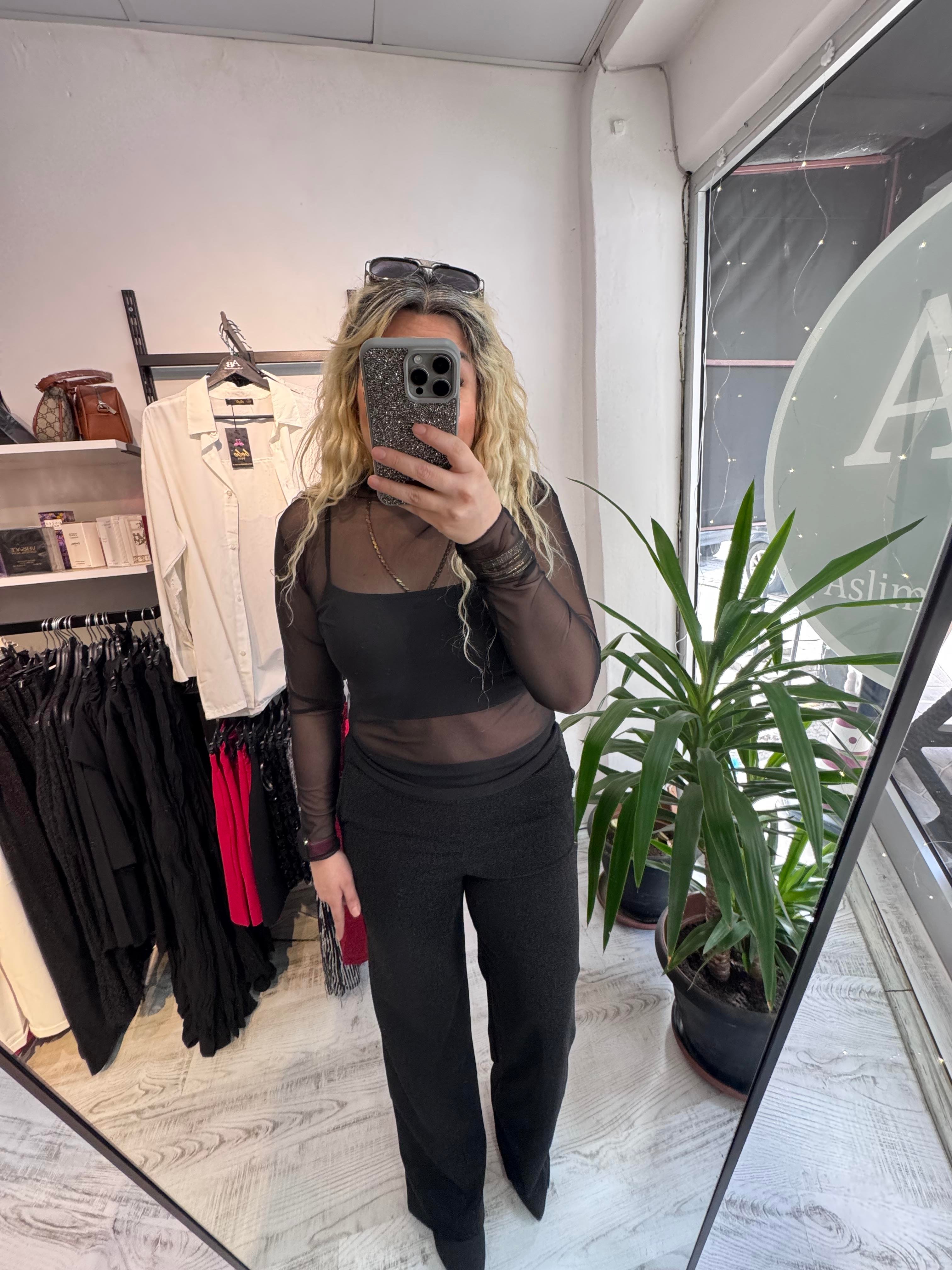 Transparan Tül Bluz