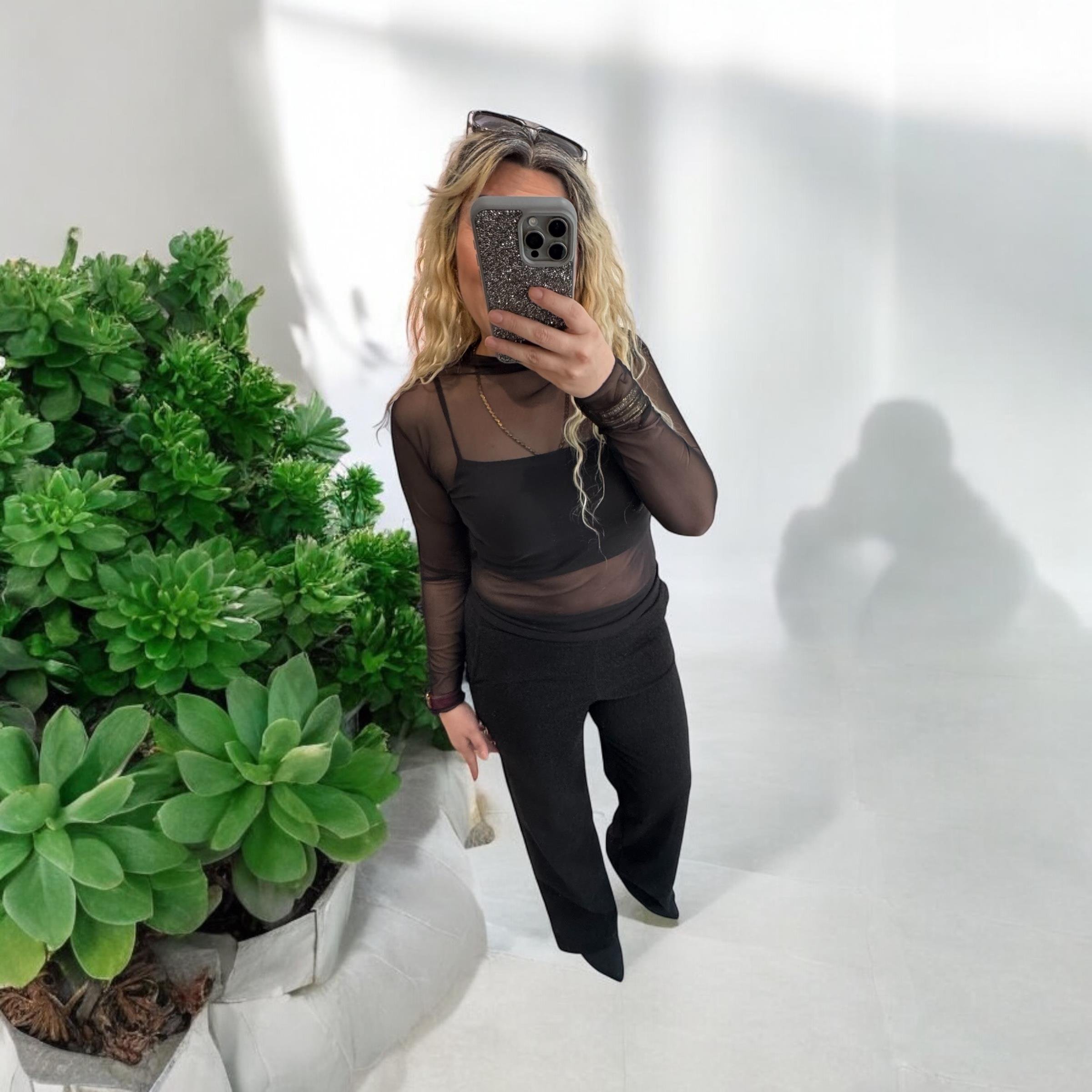 Transparan Tül Bluz