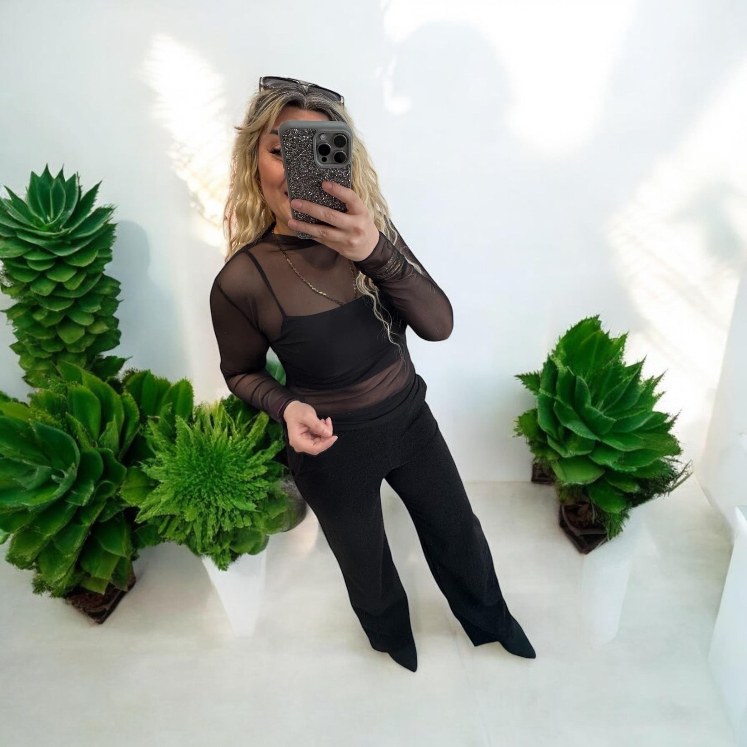 Transparan Tül Bluz