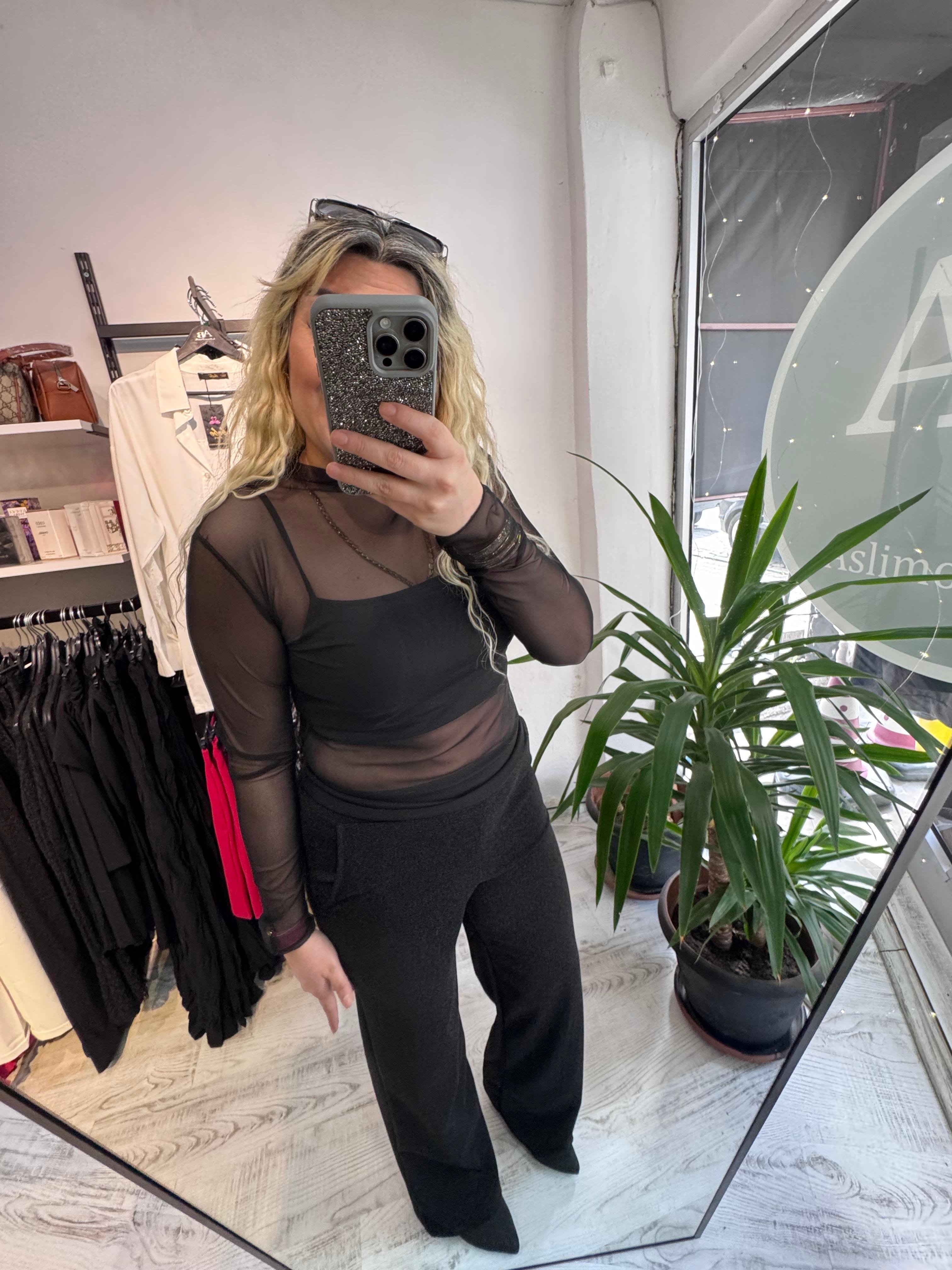 Transparan Tül Bluz