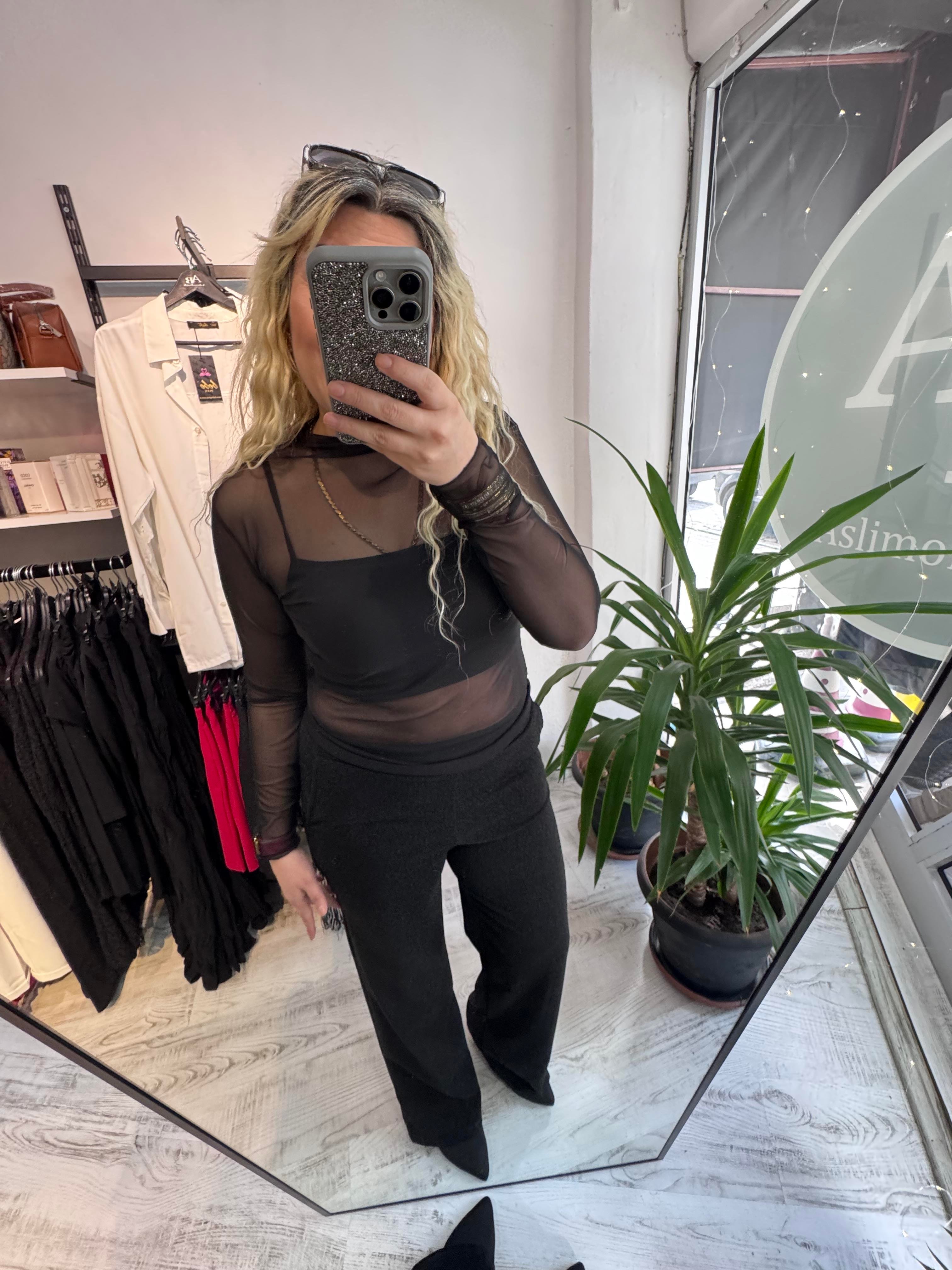 Transparan Tül Bluz