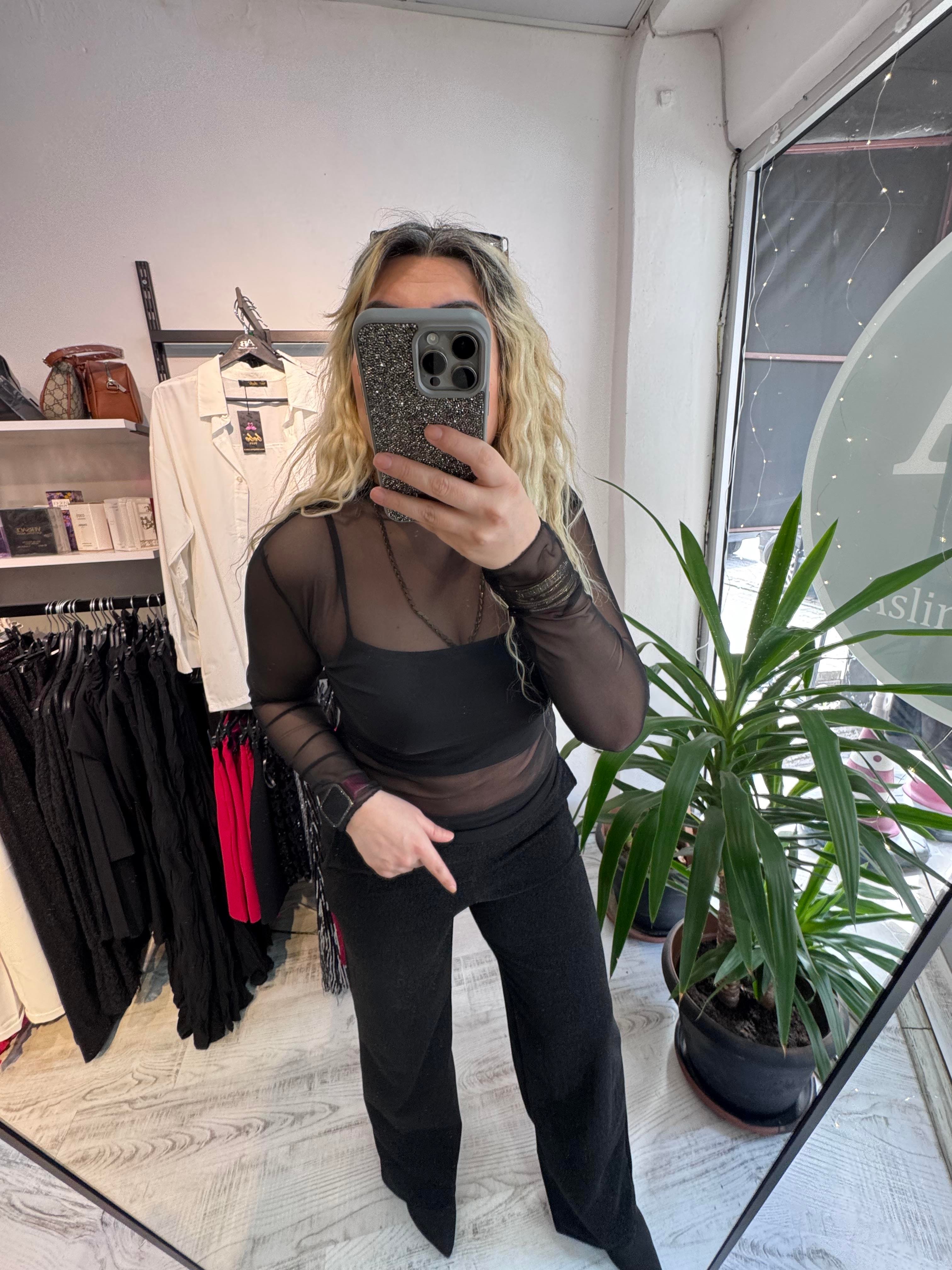 Transparan Tül Bluz