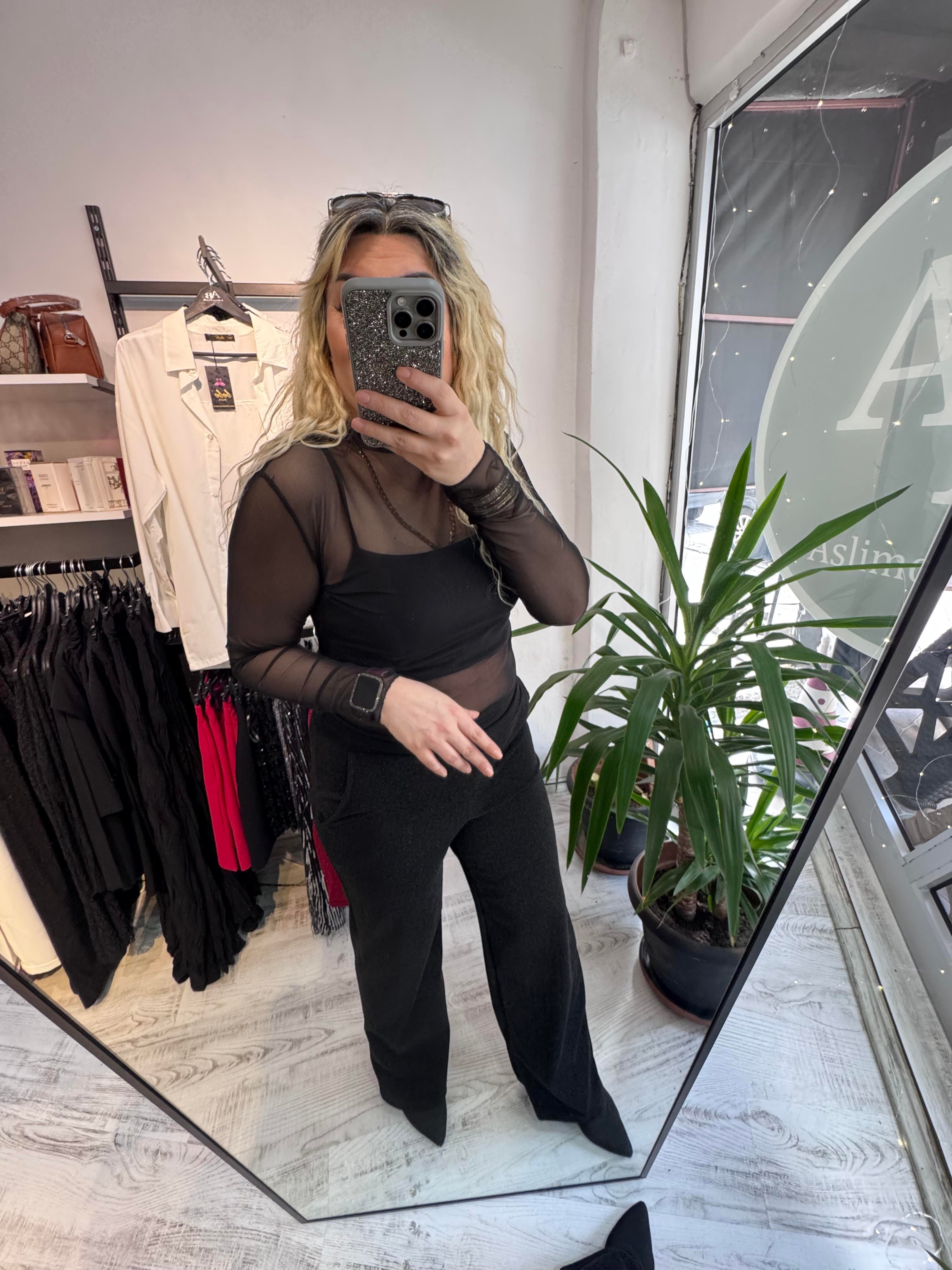 Transparan Tül Bluz