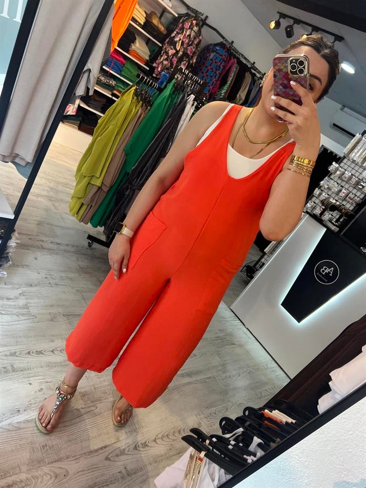 Turuncu bağlamalı tulum