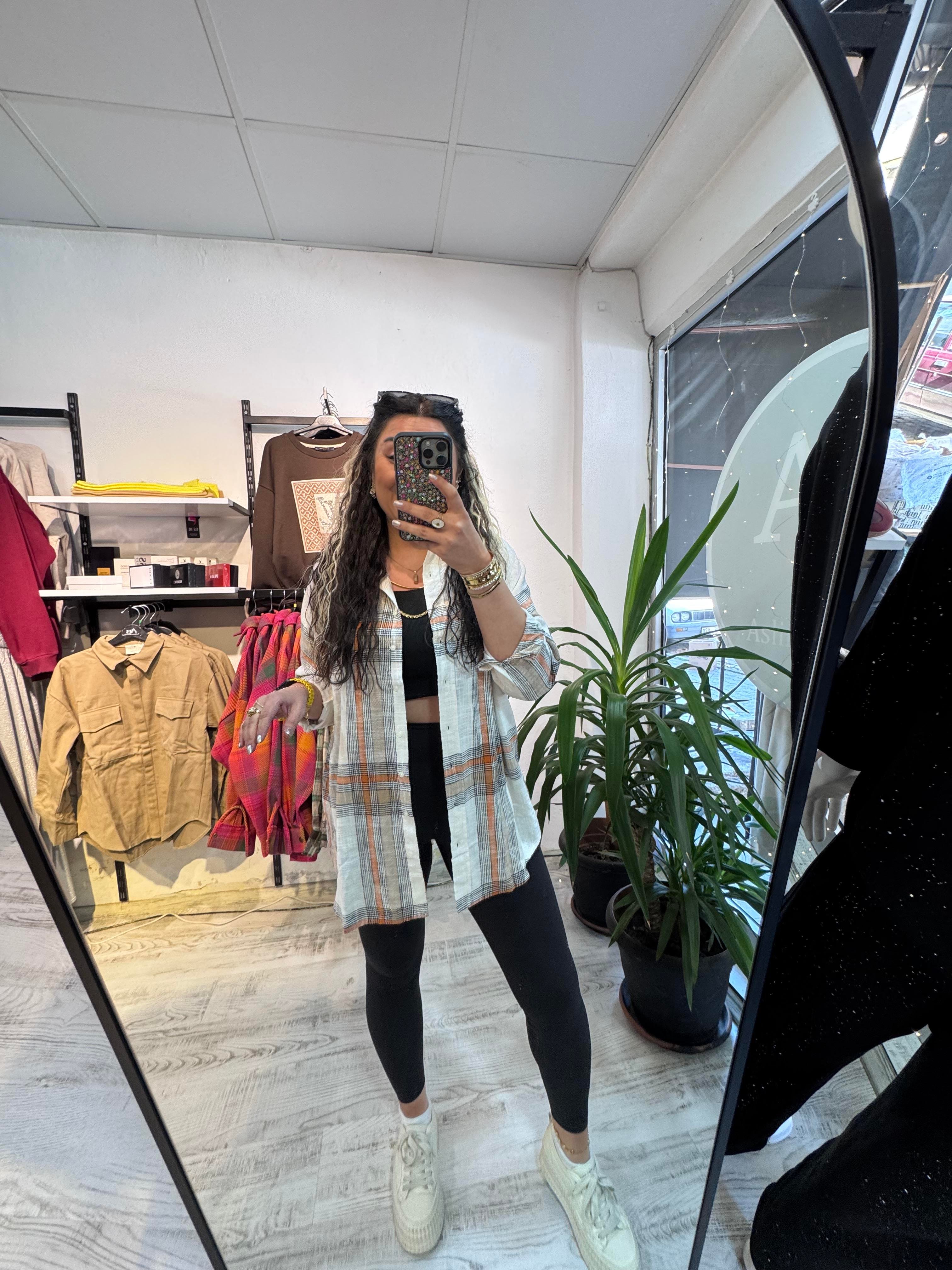 Turuncu Siyah Kareli Ekose Gömlek