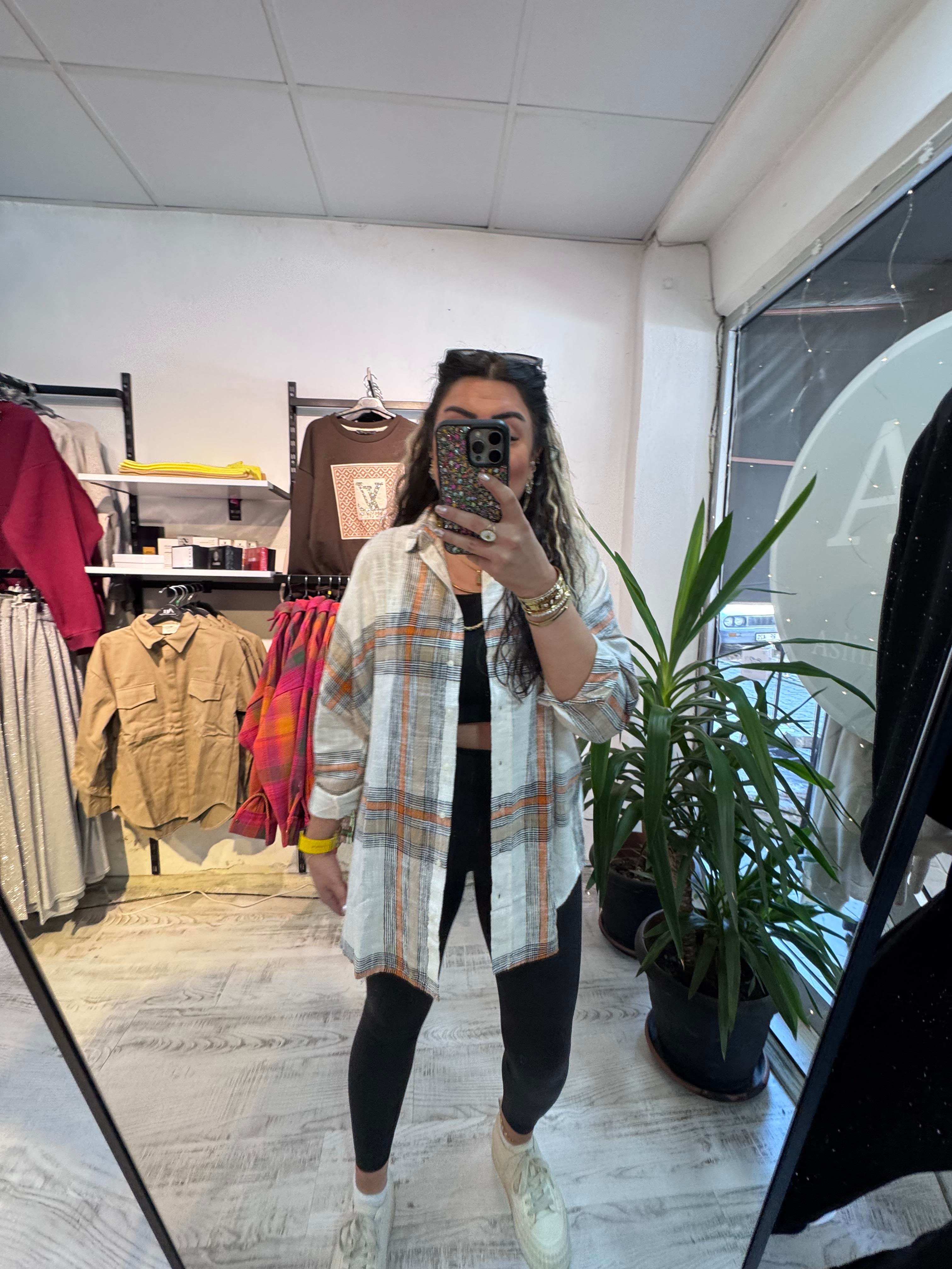 Turuncu Siyah Kareli Ekose Gömlek