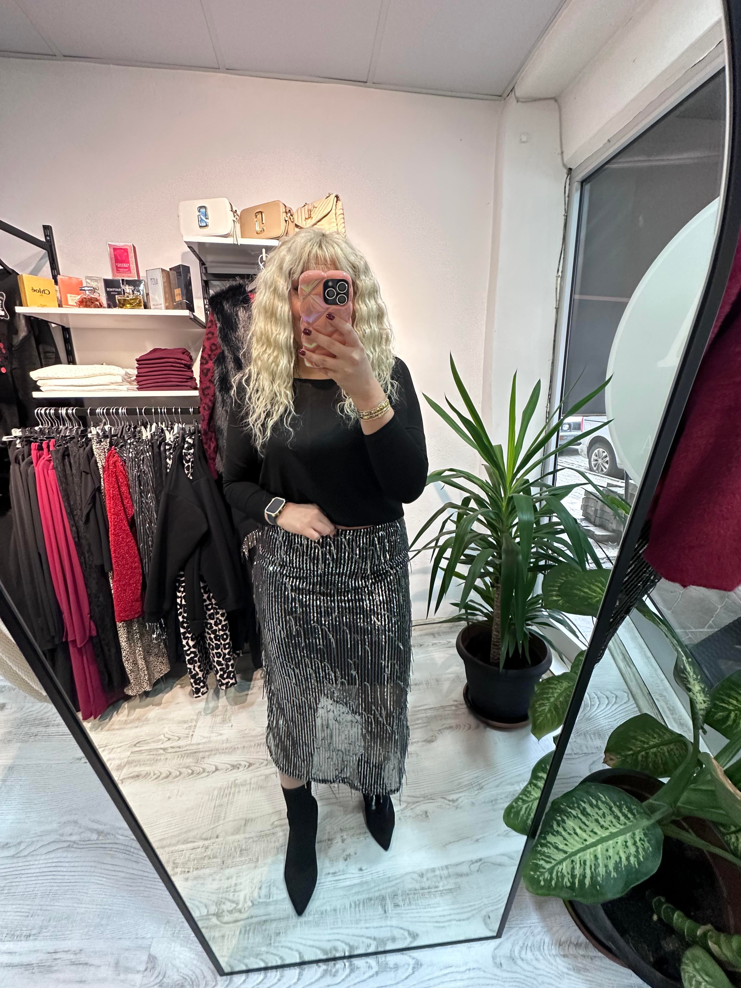 Tüy Pullu Payet Etek 