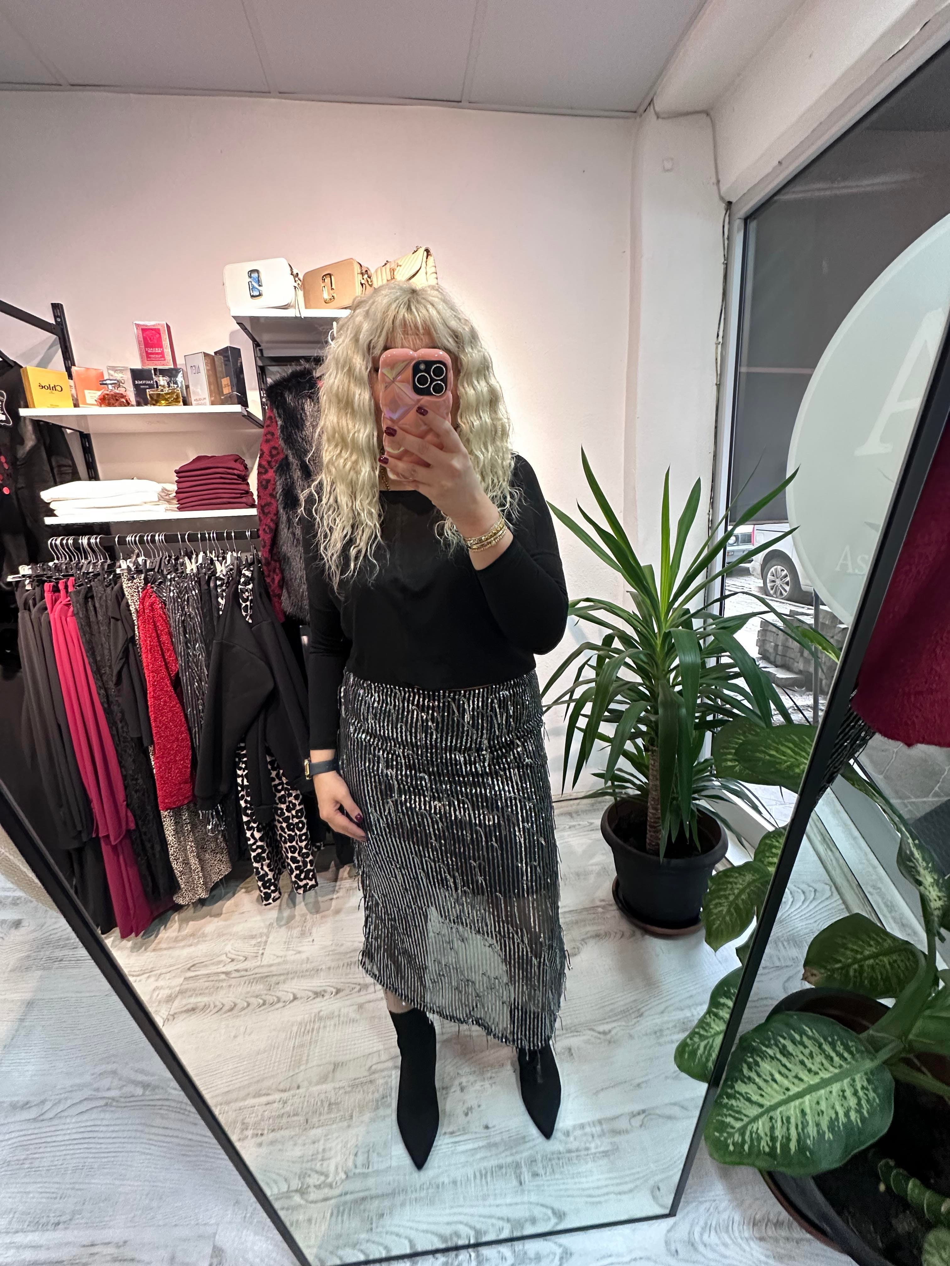 Tüy Pullu Payet Etek 