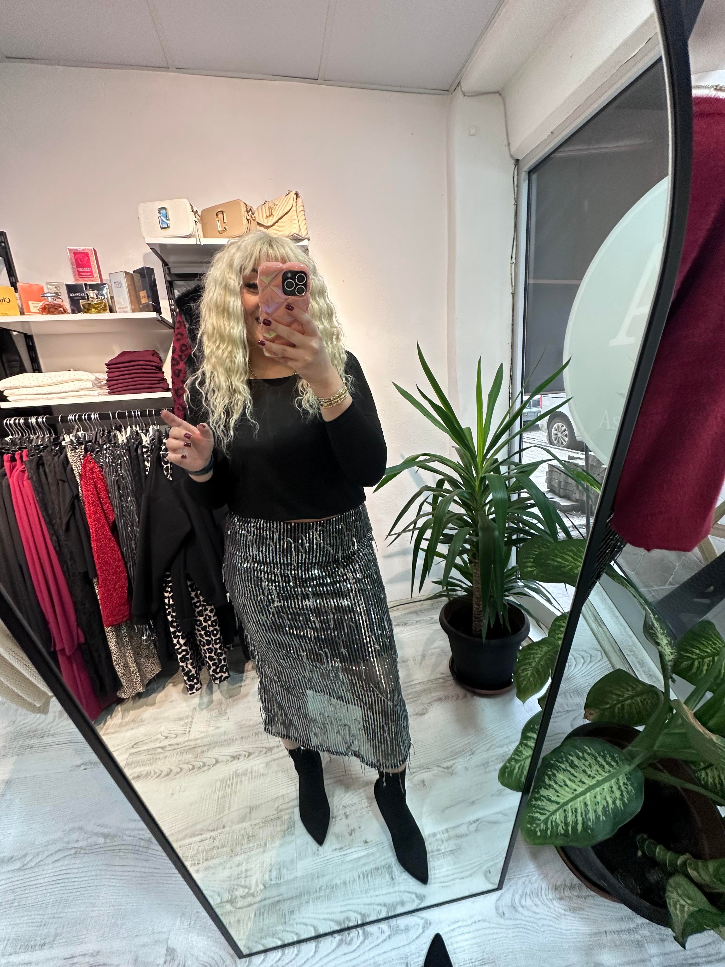 Tüy Pullu Payet Etek 