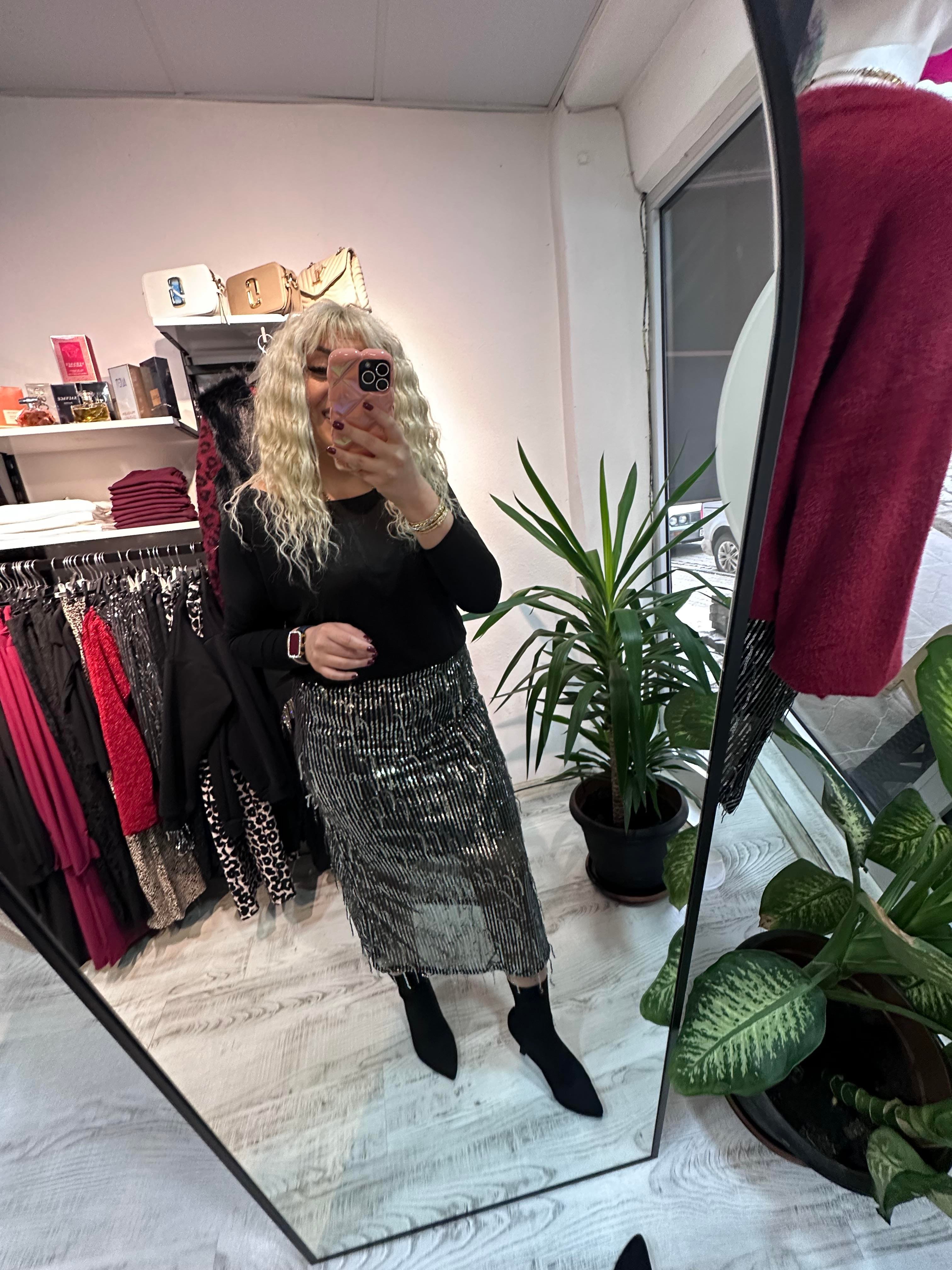 Tüy Pullu Payet Etek 