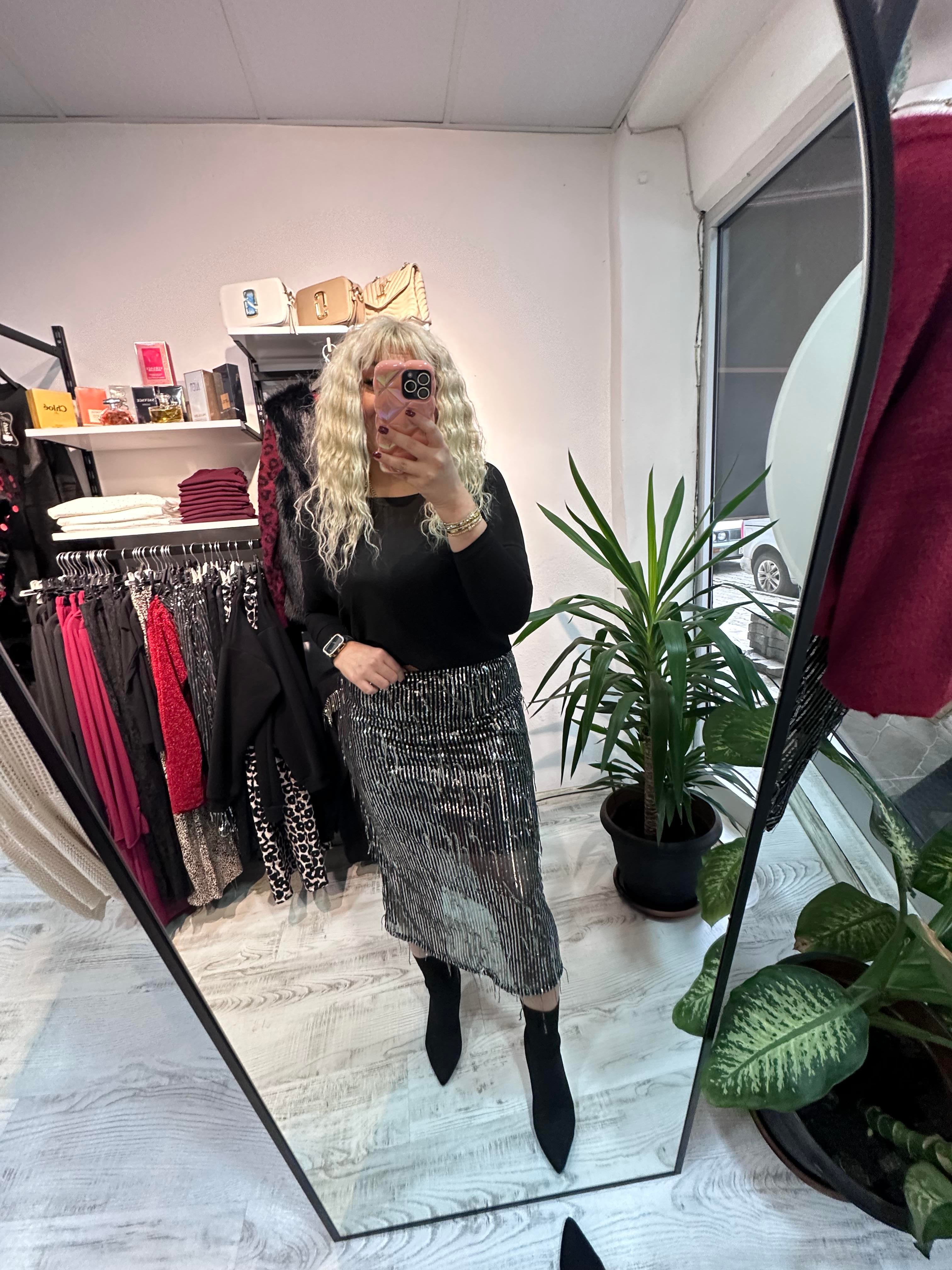 Tüy Pullu Payet Etek 