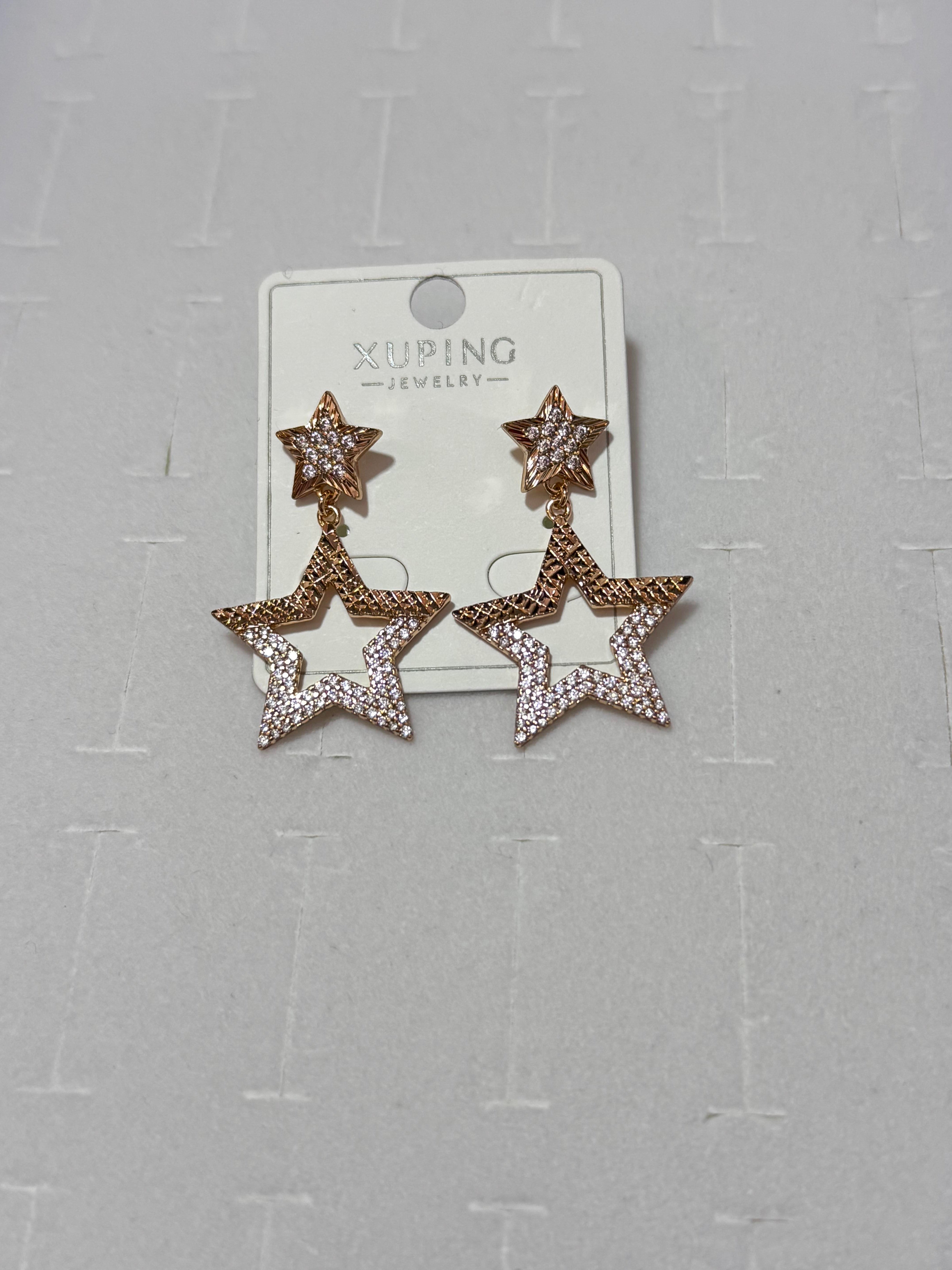 Yıldız Detaylı Vip Gold Küpe