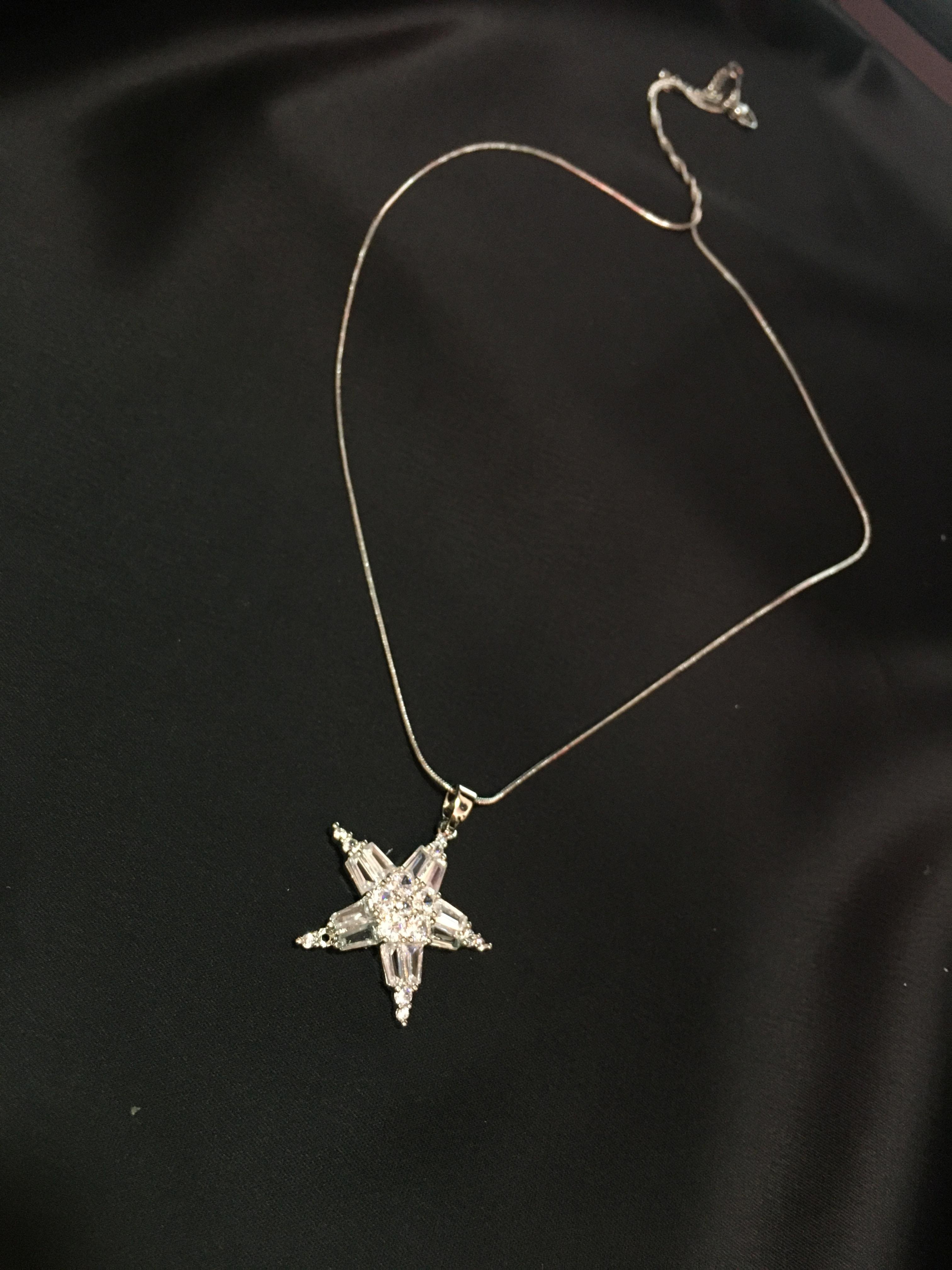 Yıldız Taşlı Çelik Gümüş Kolye